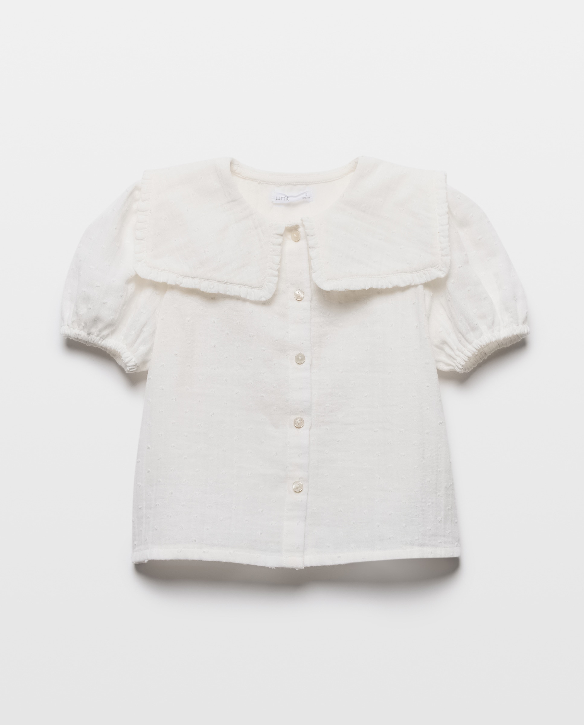 Imagen 0 de Blusa niña de plumeti con cuello con volante