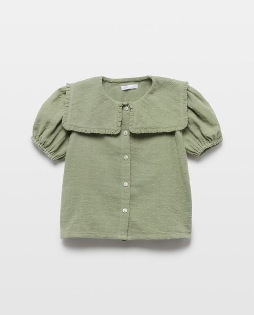 Imagen 0 de Blusa niña de plumeti con cuello con volante