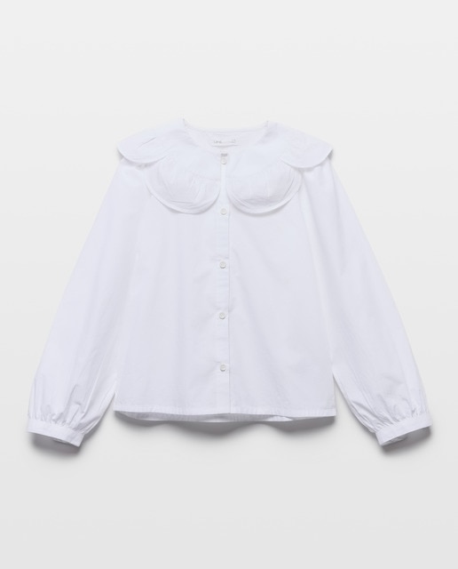 Imagen 0 de Blusa niña manga larga de popelín con cuello flor