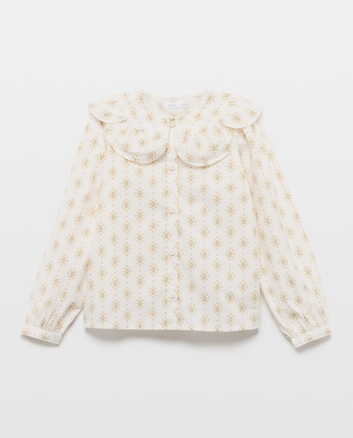 Imagen 0 de Blusa niña manga larga de popelín con cuello flor