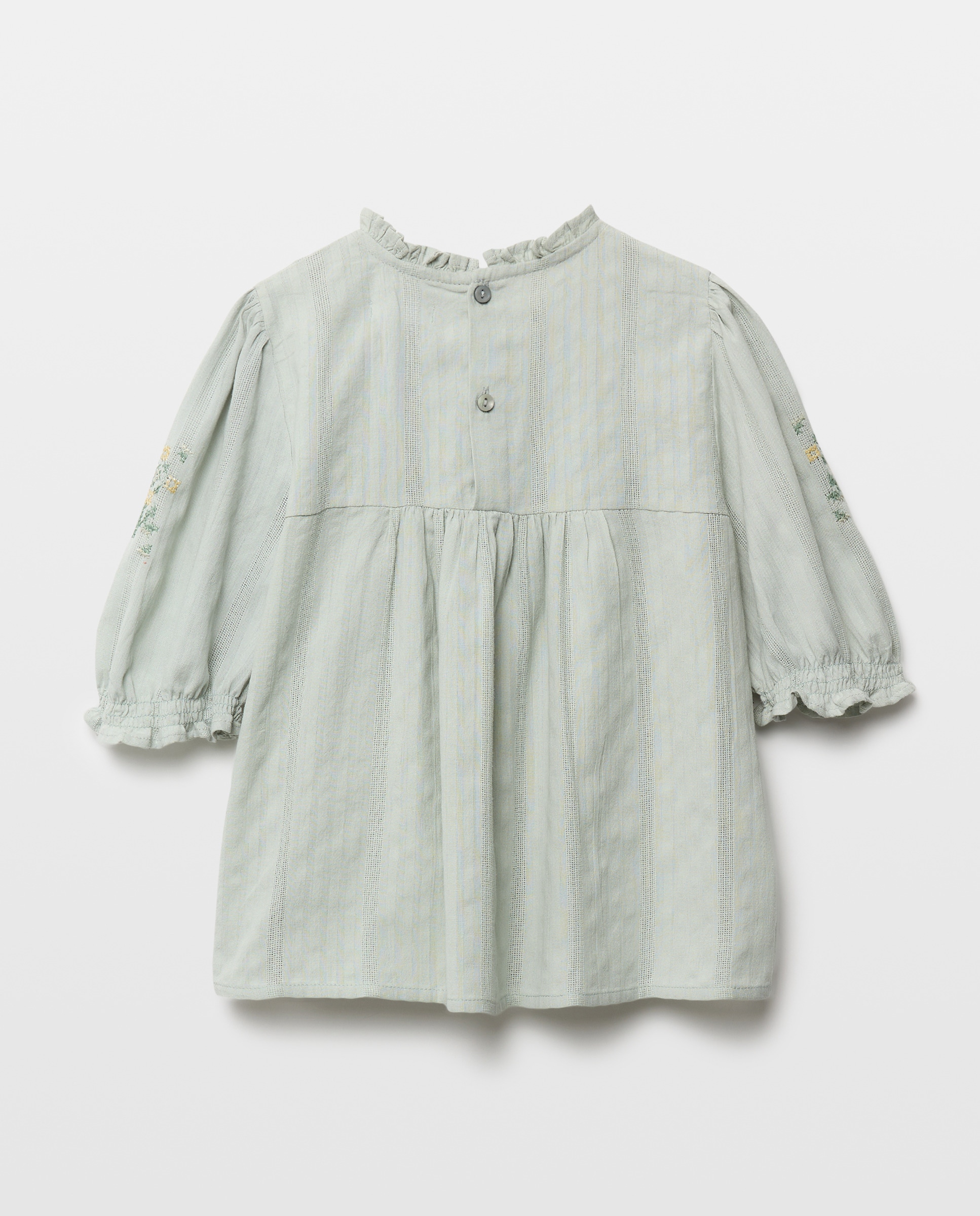 Blusa niña con canesú y bordados Gris claro-2