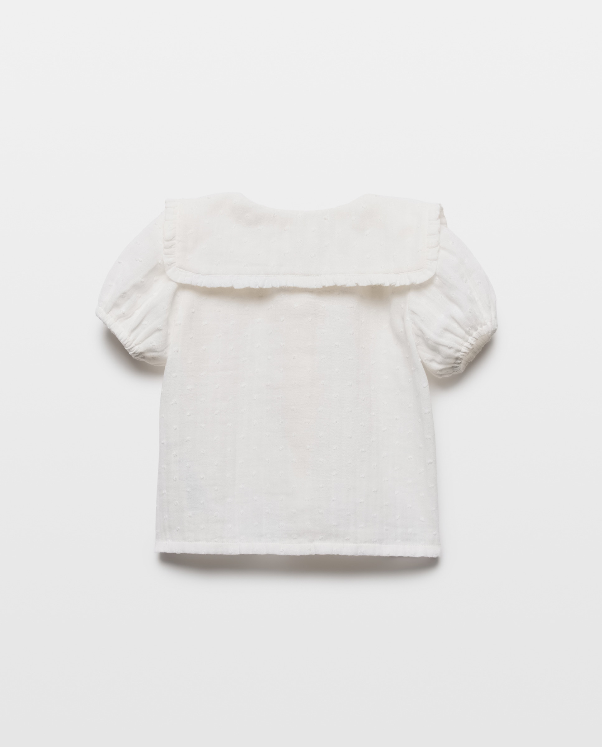 Blusa bebé niña de plumeti con cuello Blanco roto-2