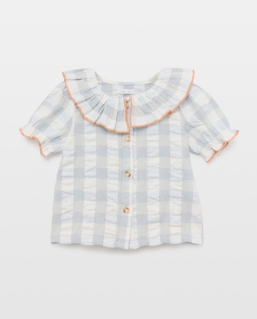 Imagen 0 de Blusa bebé niña con cuello y cuadros vichy