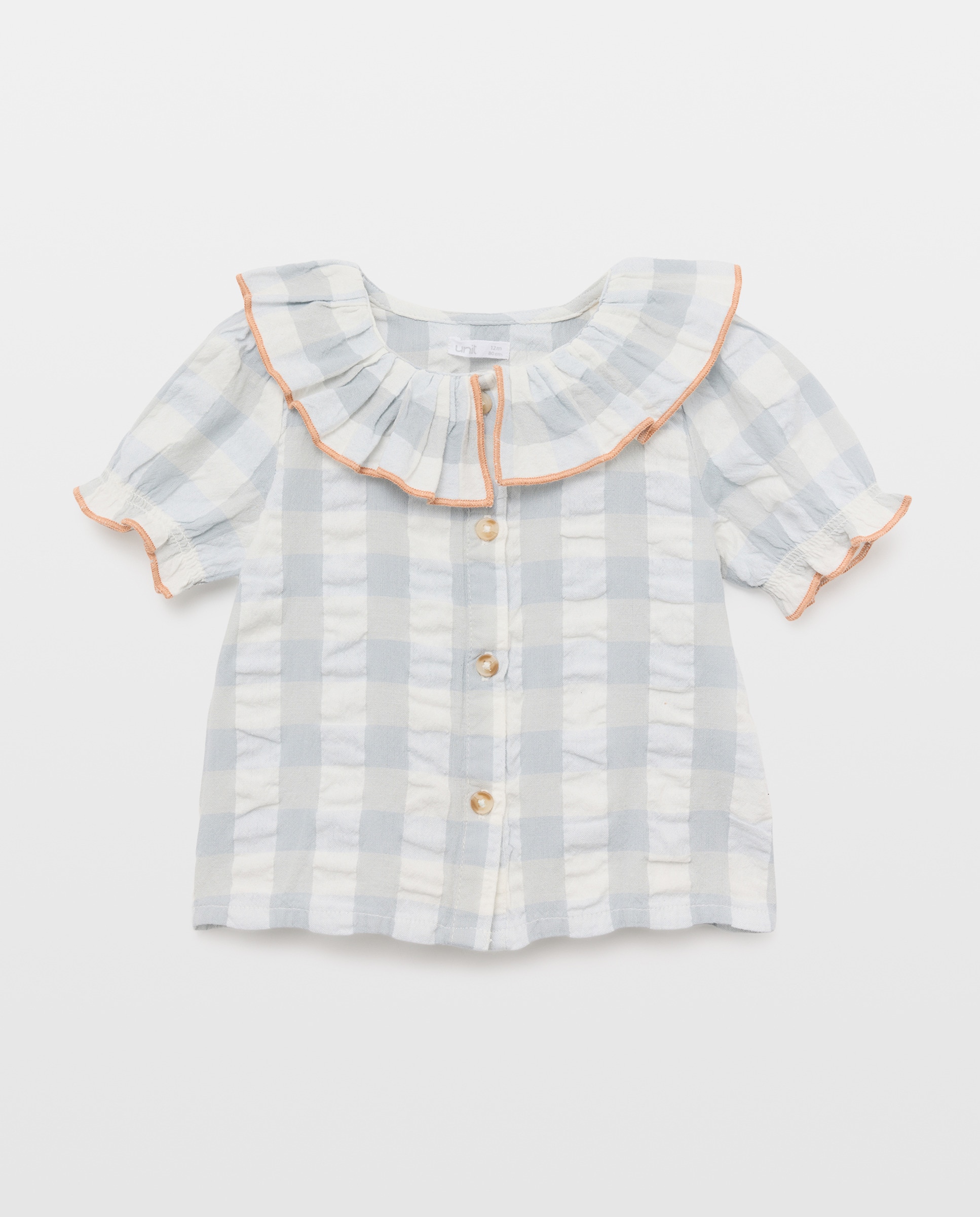 Imagen 0 de Blusa bebé niña con cuello y cuadros vichy