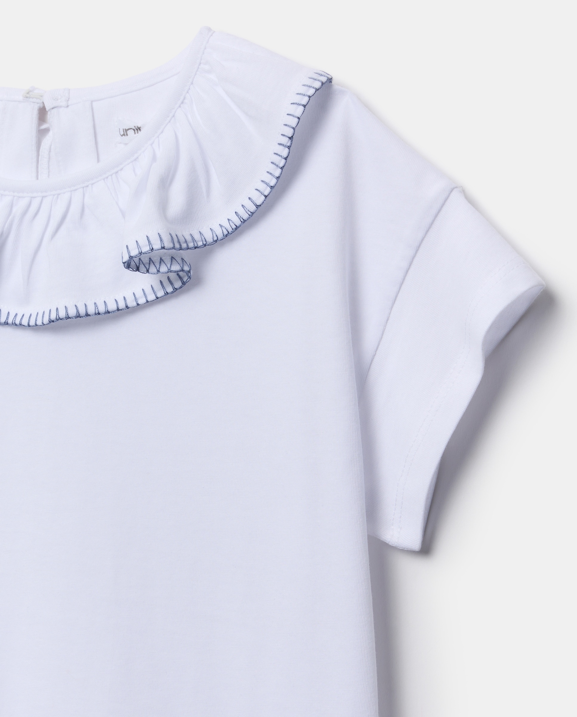 Camiseta niña con cuello con pespunte Blanco-3