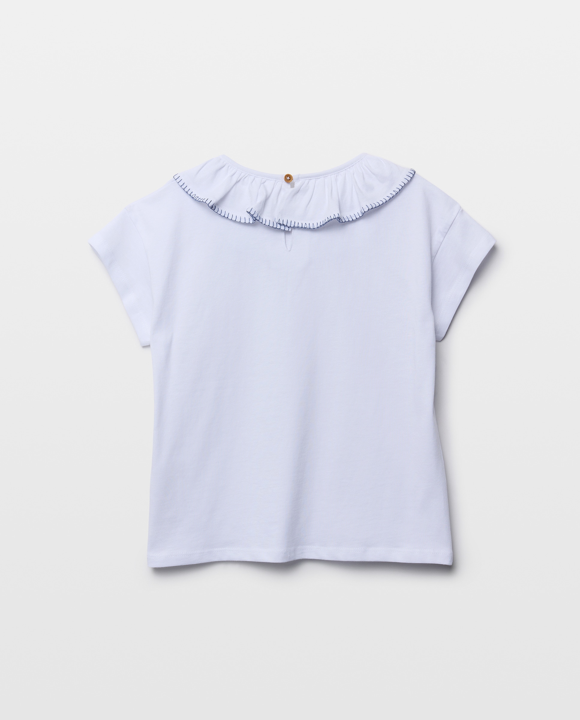 Camiseta niña con cuello con pespunte Blanco-2