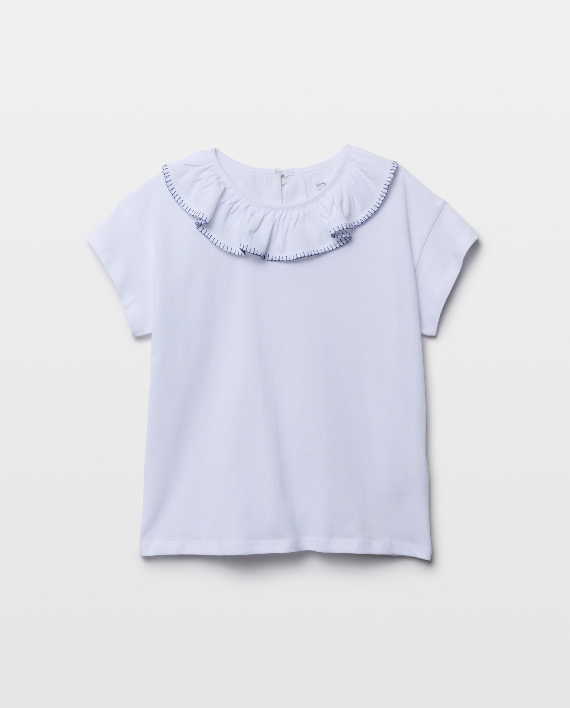Camiseta niña con cuello con pespunte Blanco-1