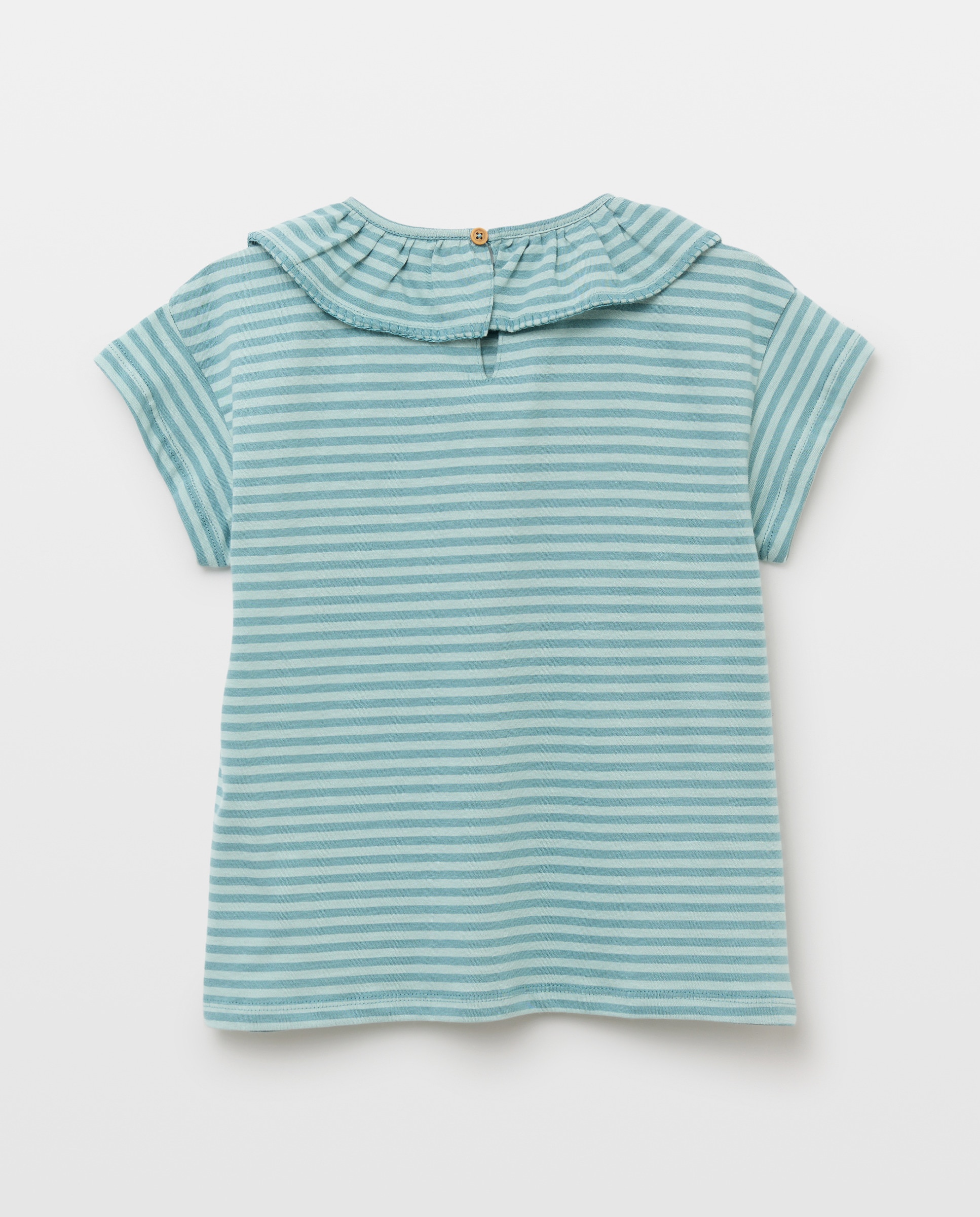 Camiseta niña con cuello con pespunte Verde Pato-2