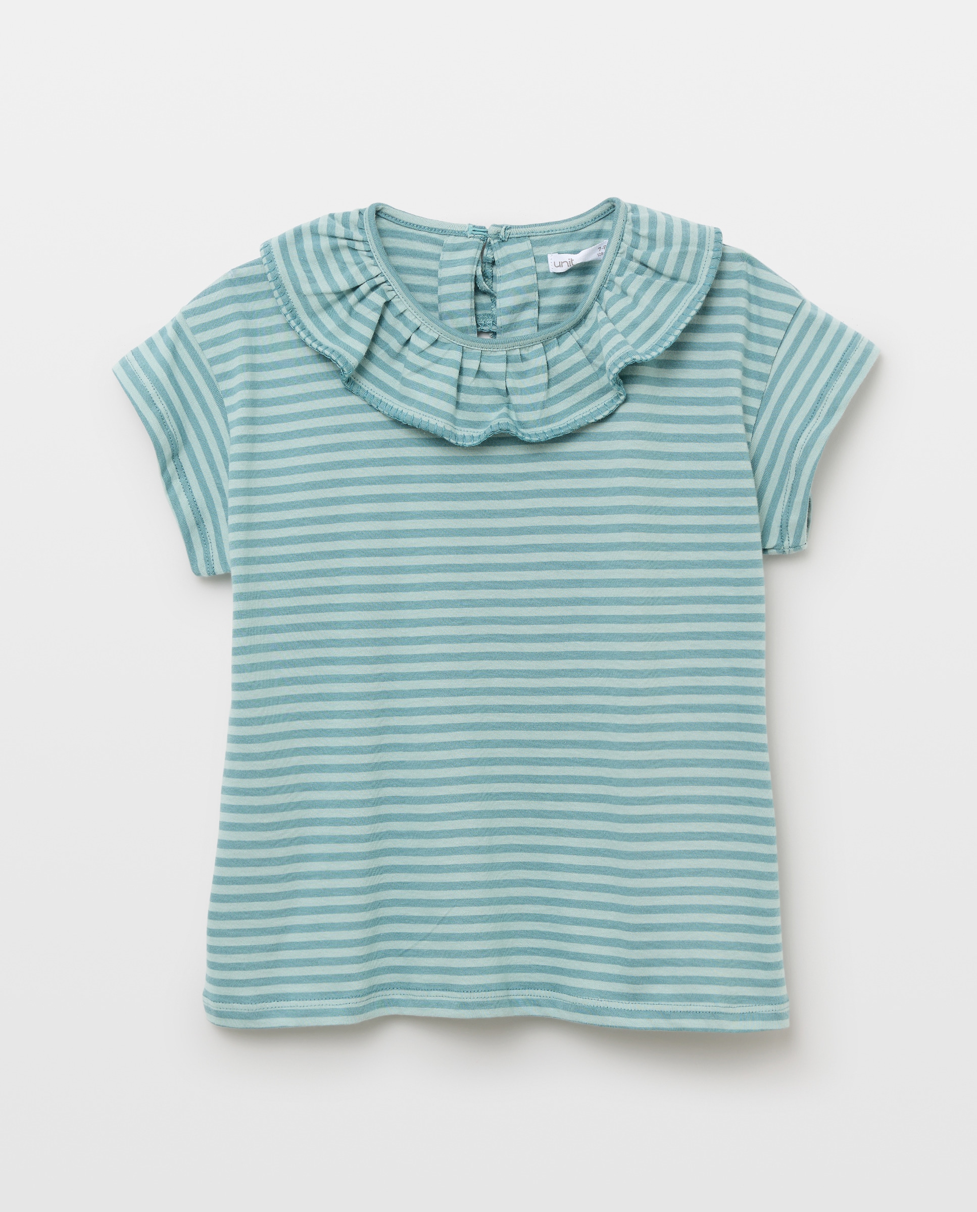 Camiseta niña con cuello con pespunte Verde Pato-1