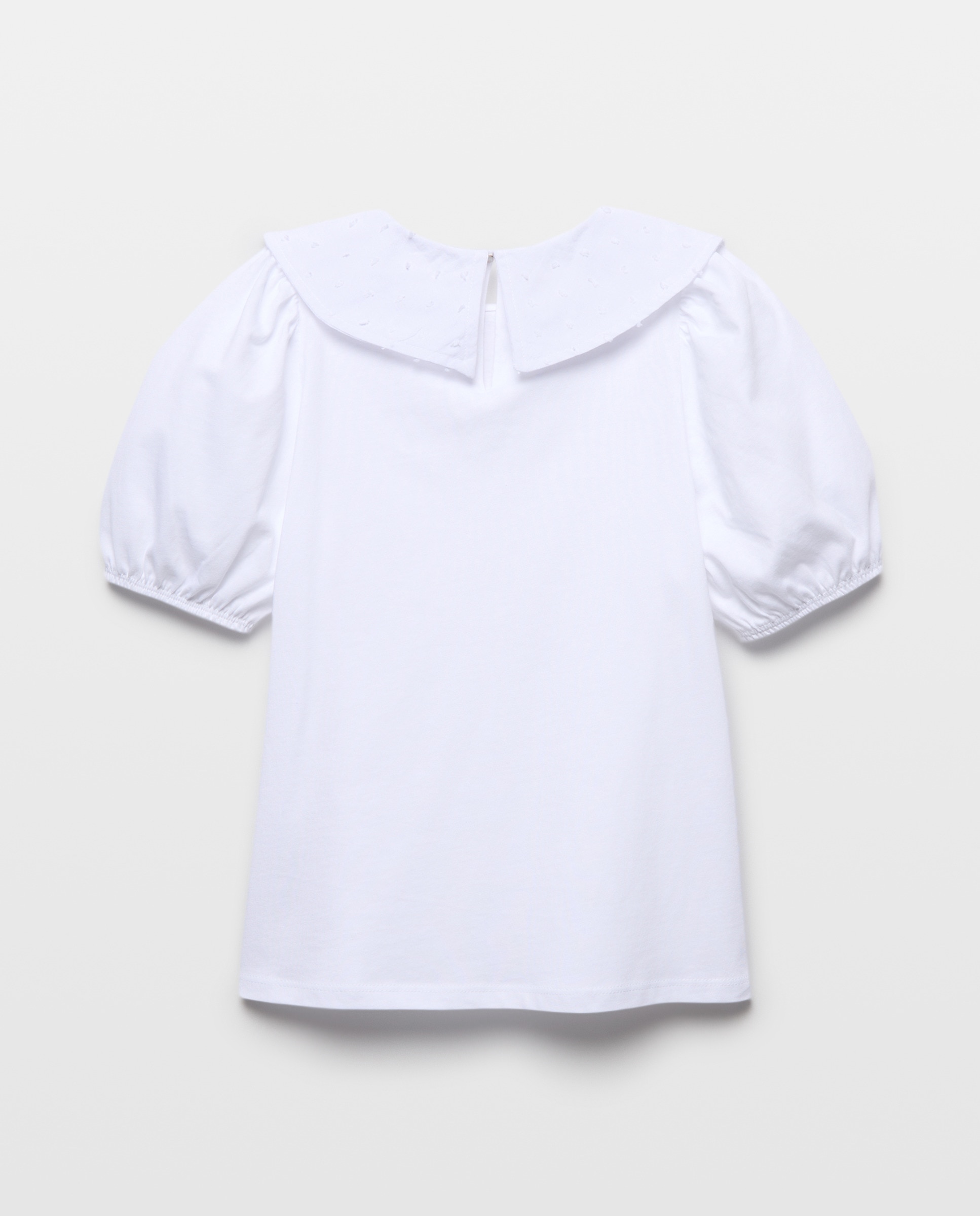 Camiseta niña cuello bordado Blanco-2
