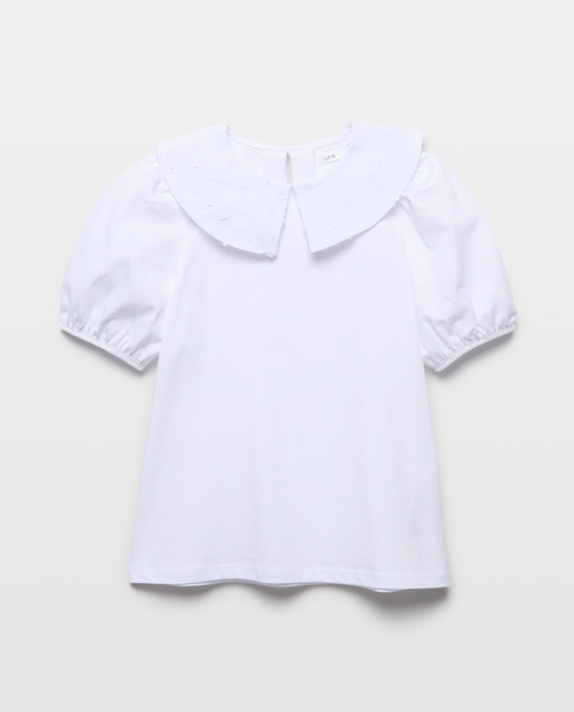 Imagen 0 de Camiseta niña cuello bordado