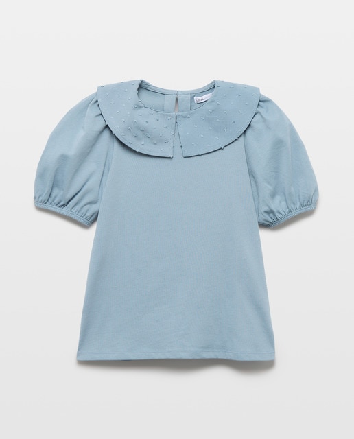 Imagen 0 de Camiseta niña cuello bordado