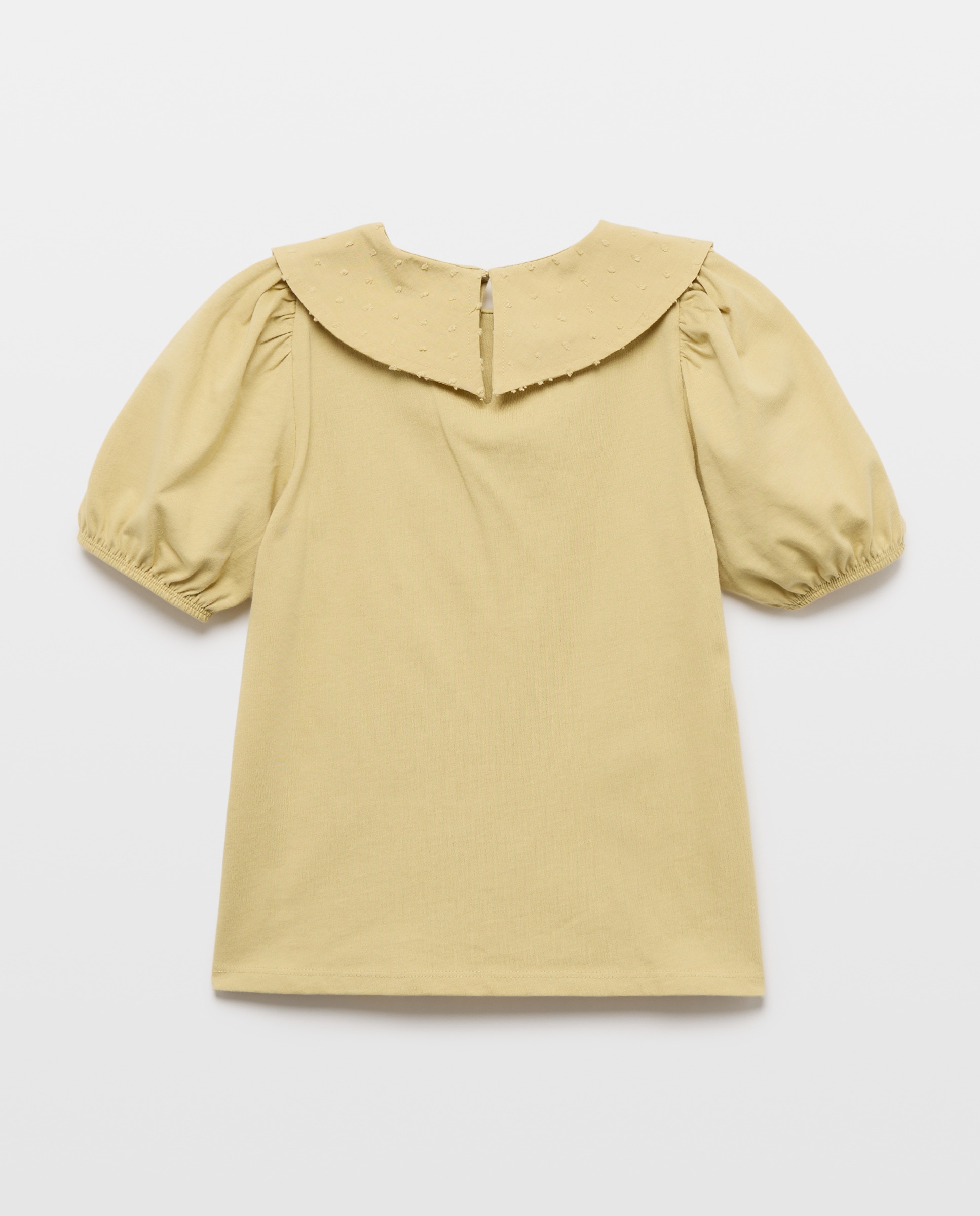 Camiseta niña cuello bordado 560 Oliva-2