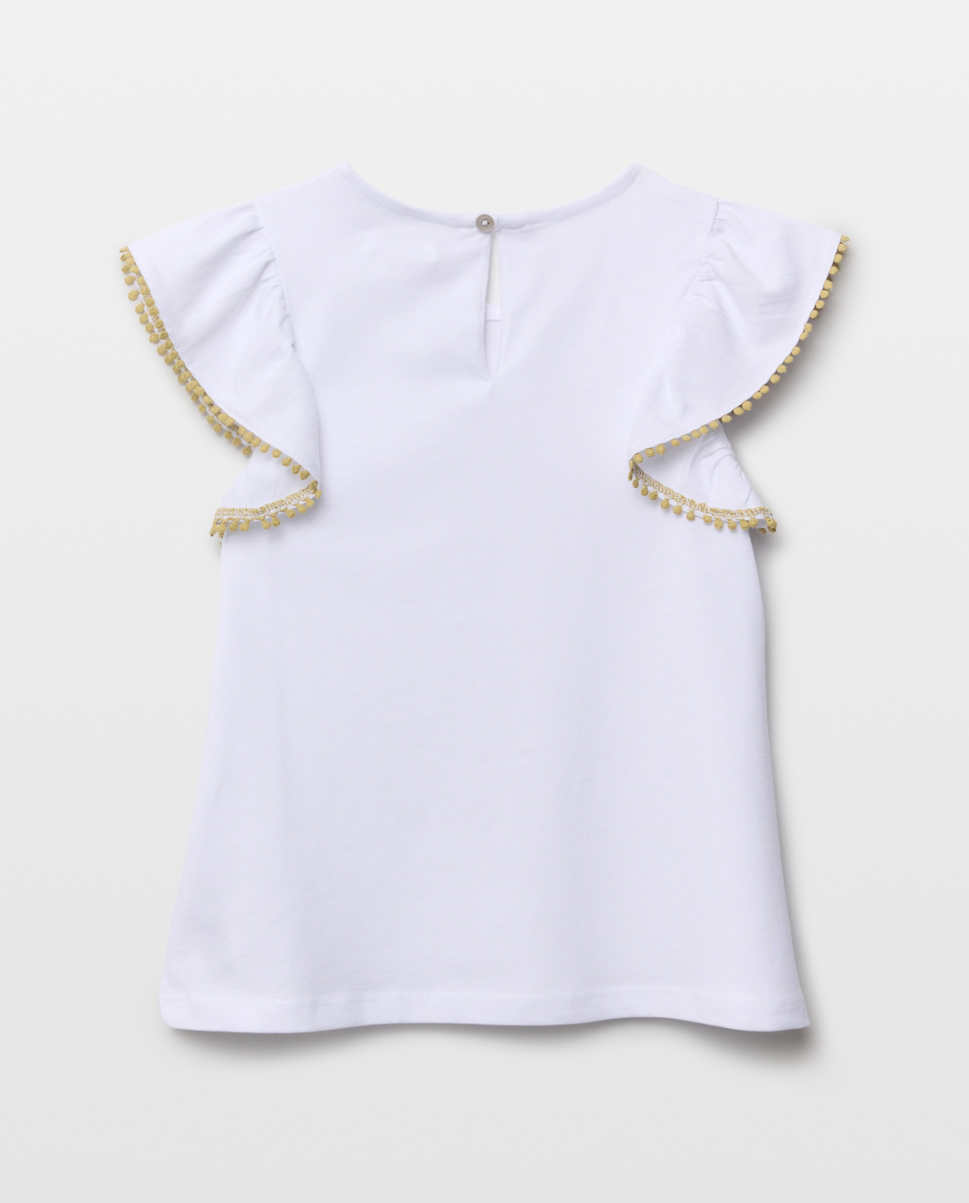 Camiseta niña volante en contraste Blanco-2
