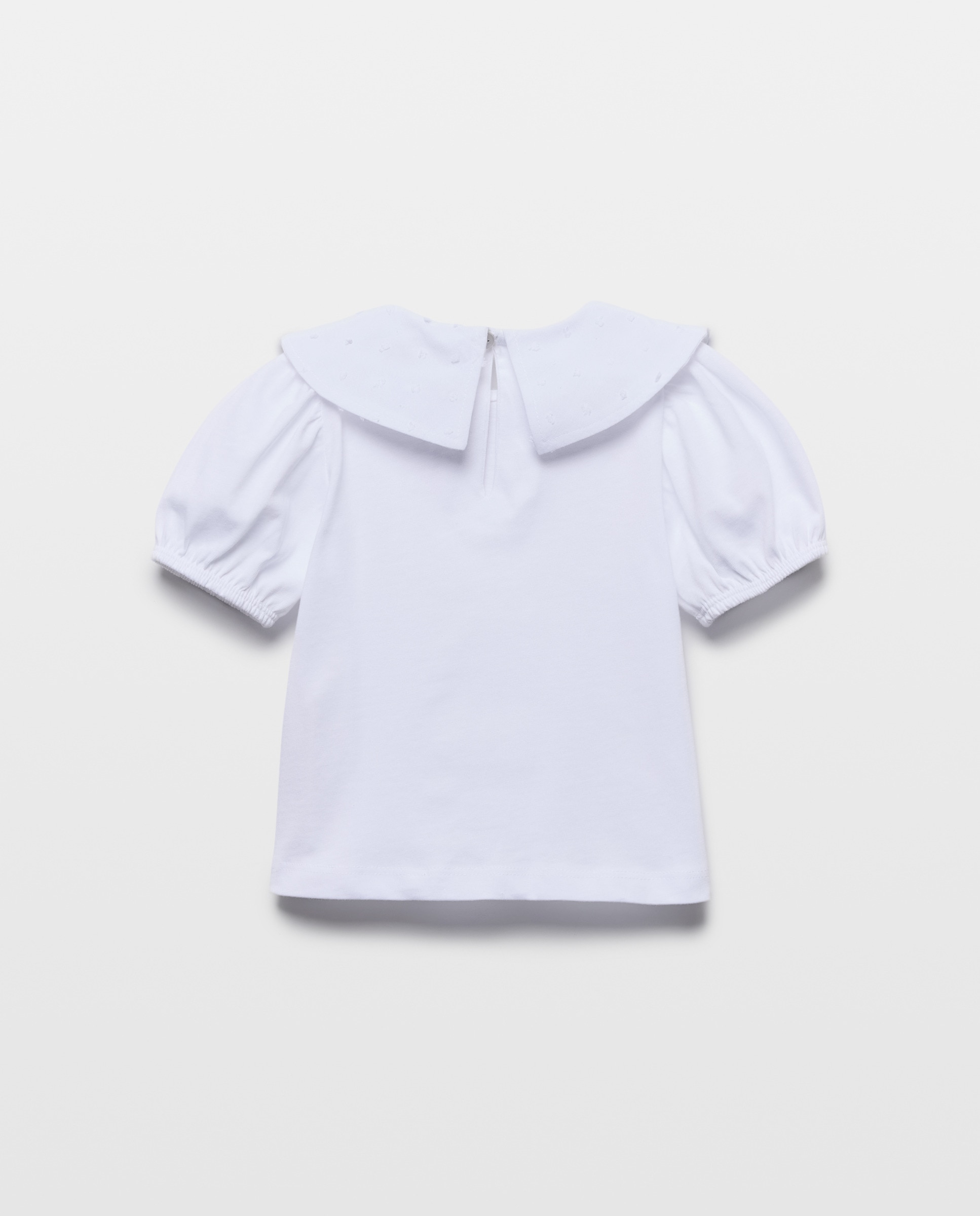 Camiseta bebé niña cuello de plumeti Blanco-2