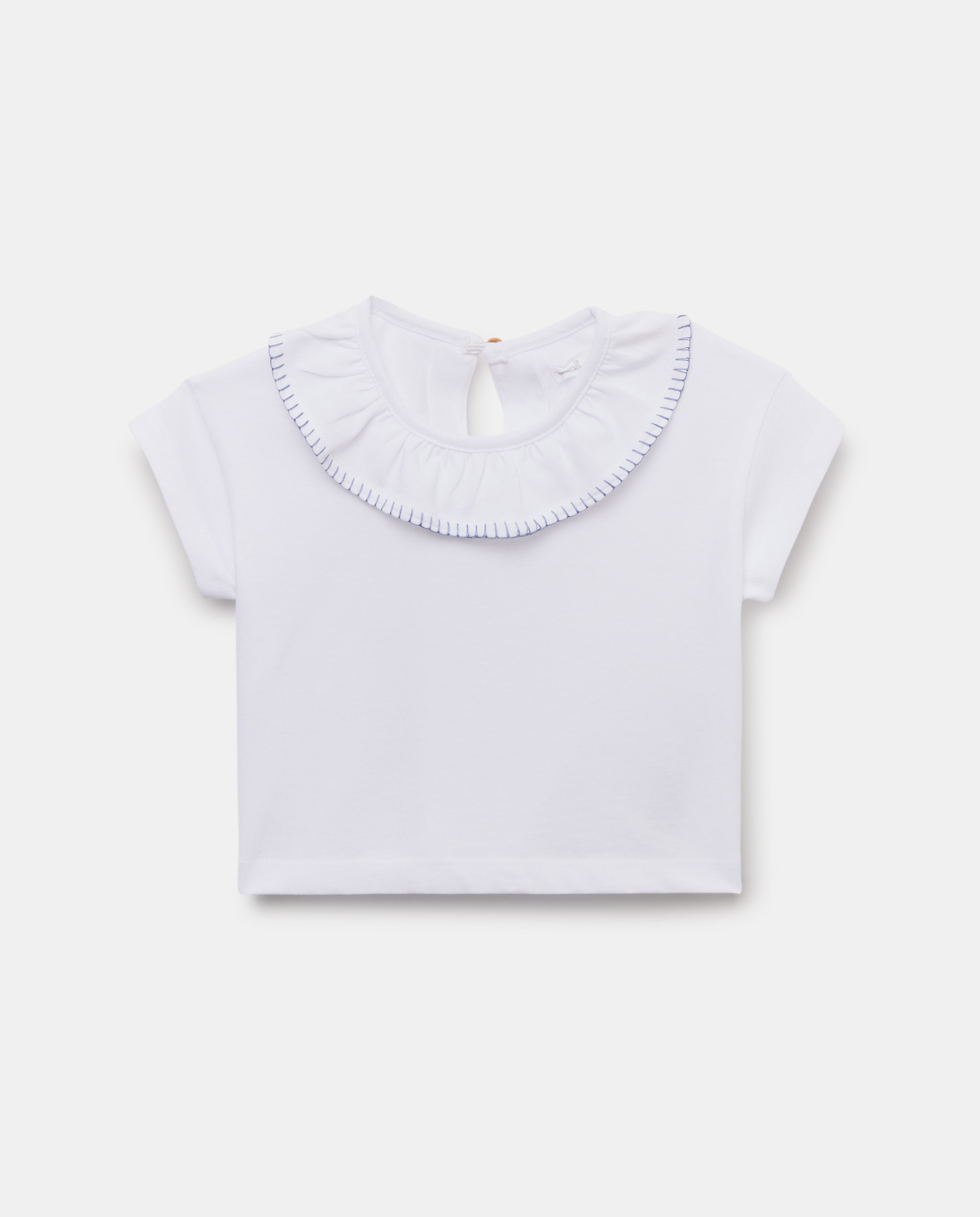 Camiseta bebé con cuello con pespunte Blanco-1