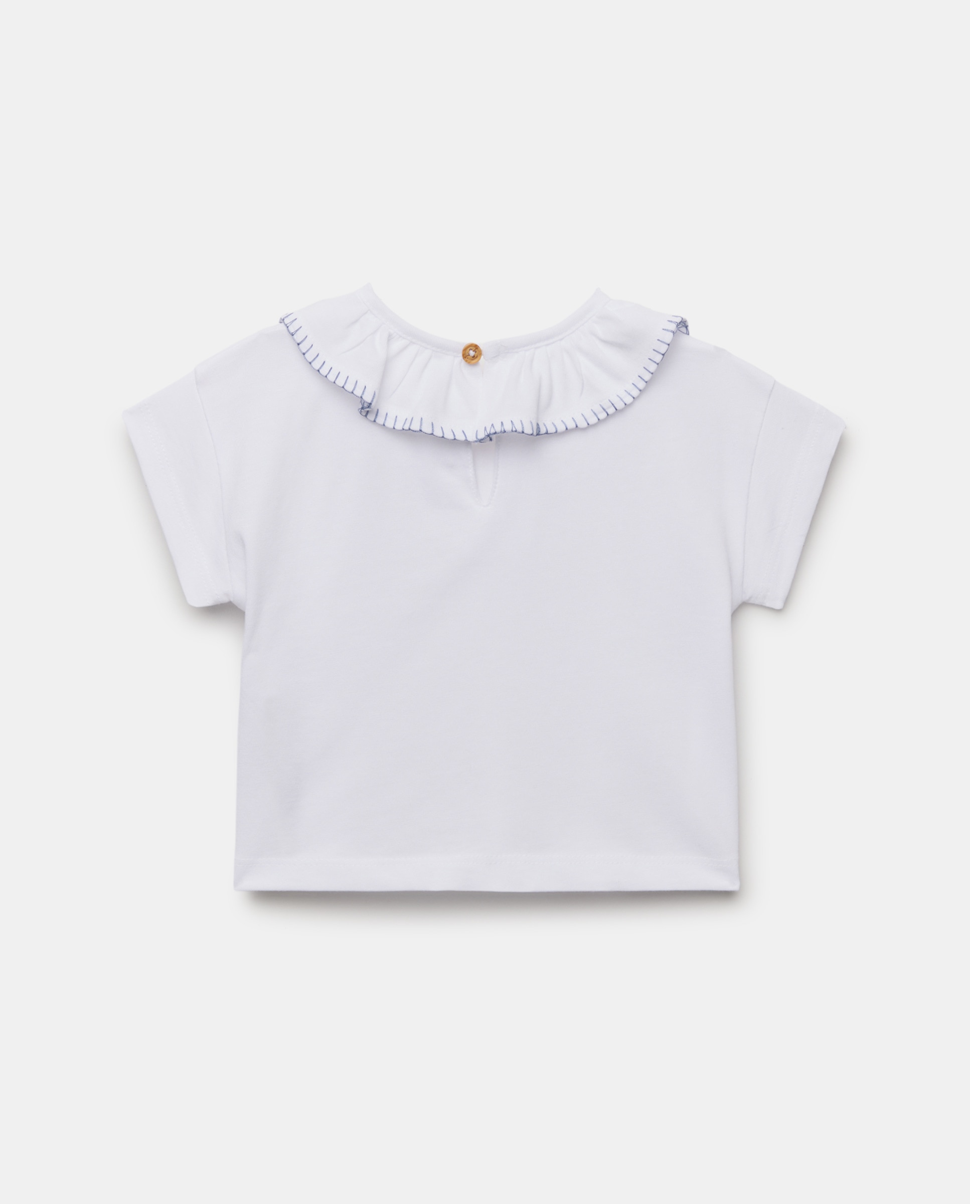 Camiseta bebé con cuello con pespunte Blanco-2