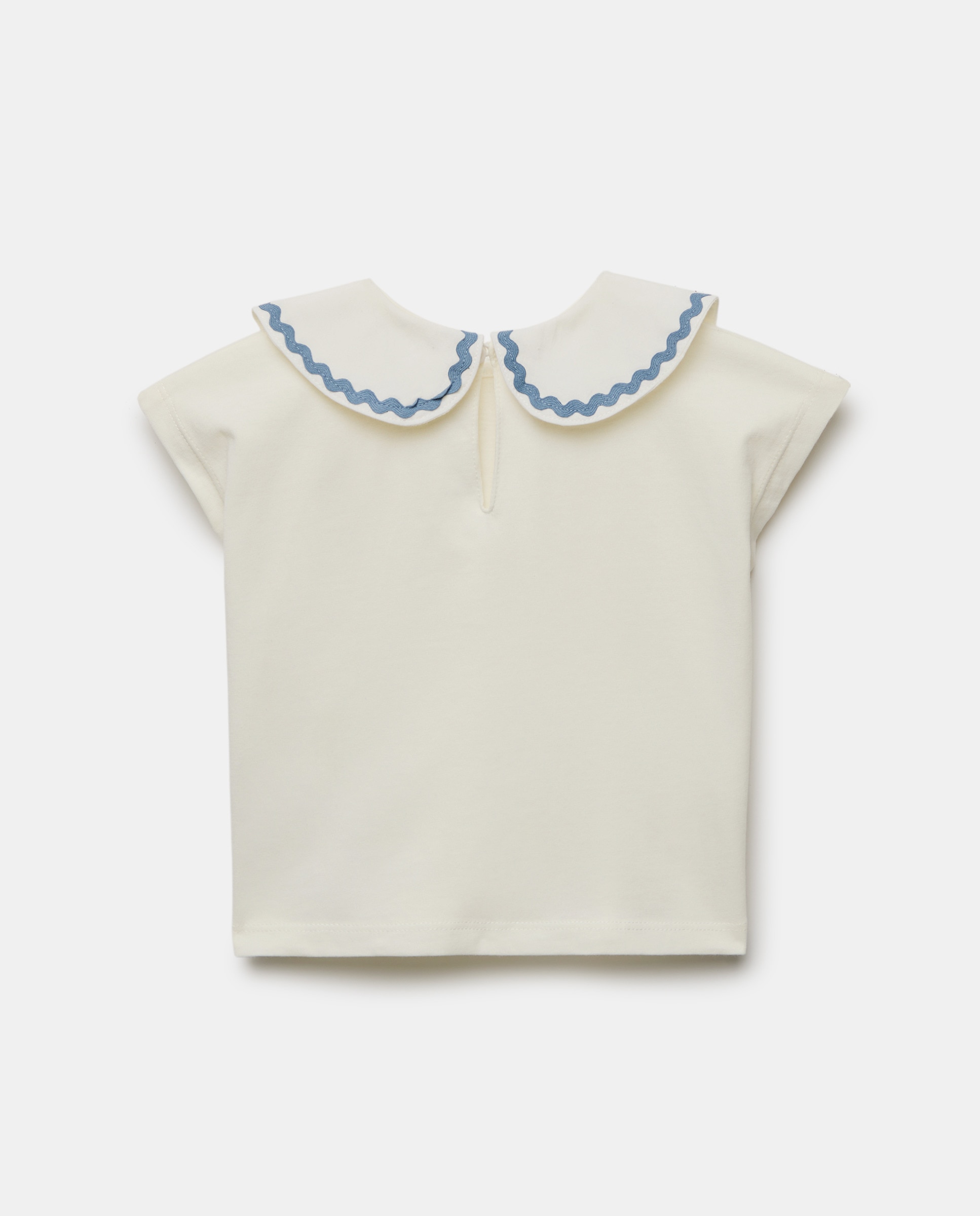 Camiseta bebé con cuello con picueta Blanco roto-2