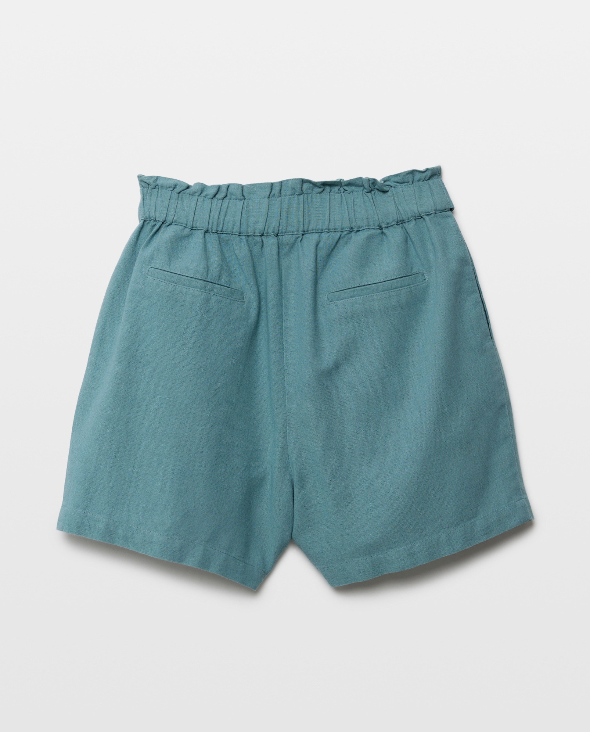 Short niña con lazo con lino Verde Pato-2