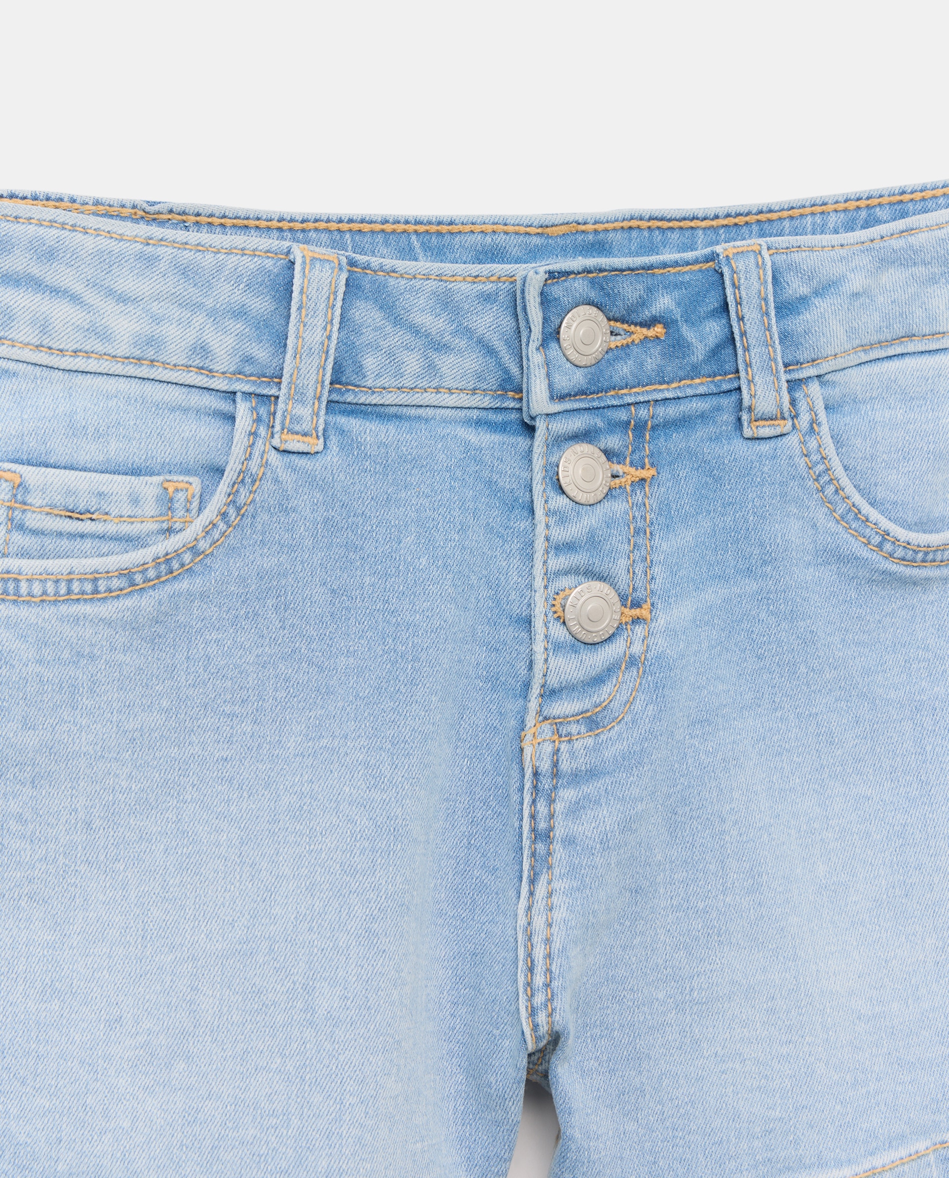 Short niña vaquero con botones 490 Petróleo-3
