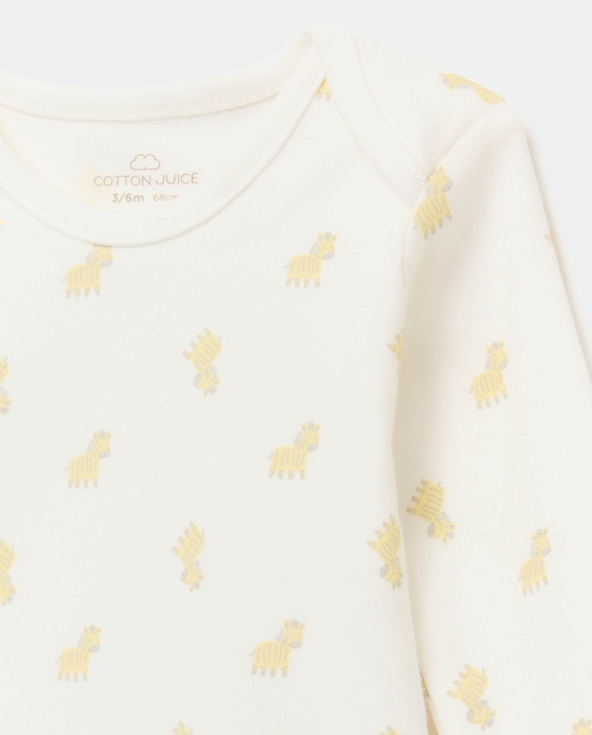 Conjunto de Algodão de Bebé com Estampado de Girafas Cotton Juice Amarelo-3