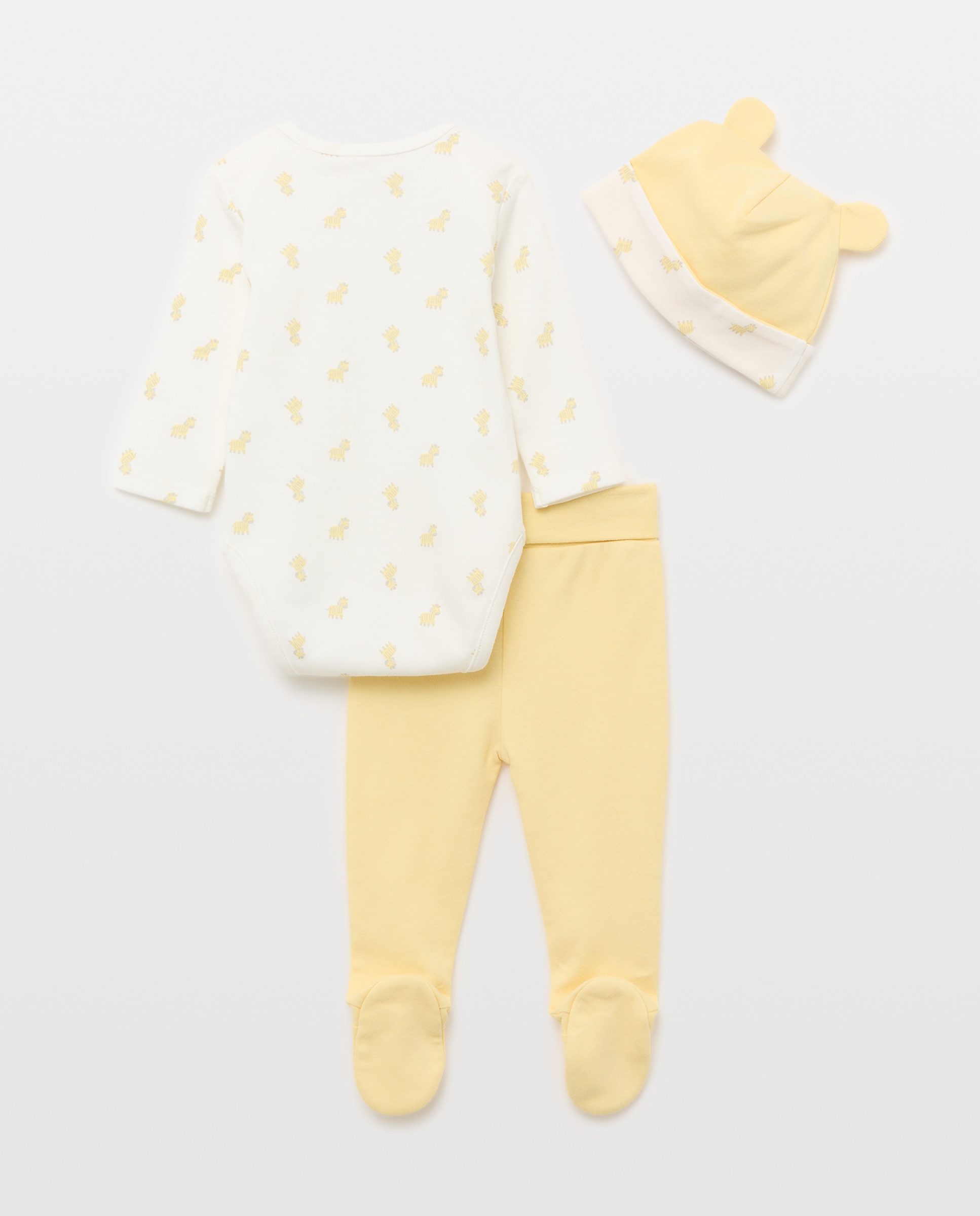 Conjunto de Algodão de Bebé com Estampado de Girafas Cotton Juice Amarelo-2