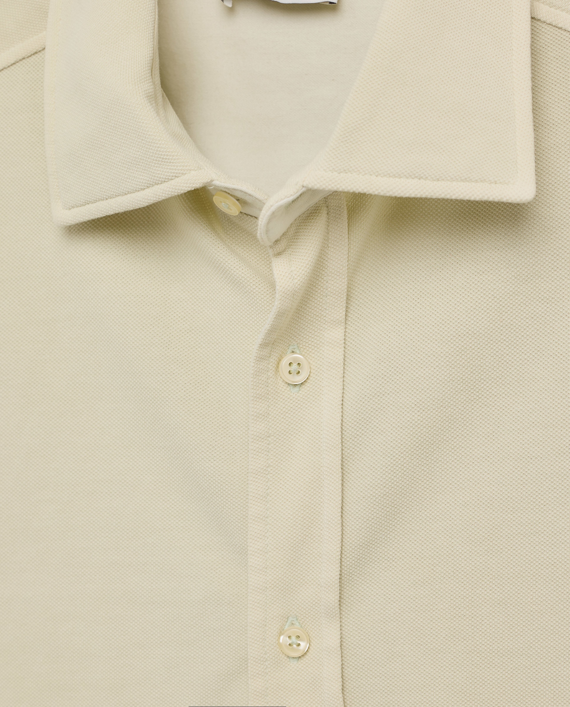 Polo Aberto Liso Garment Dye com Manga Comprida Bege-5