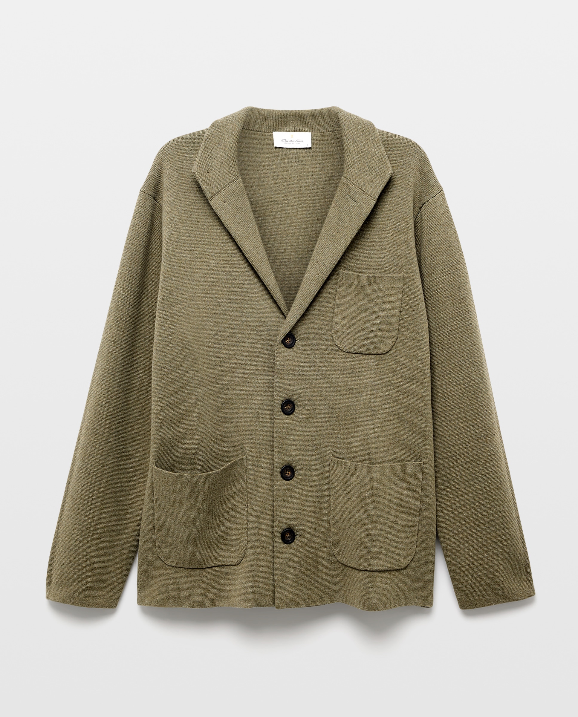Cardigan de Algodão e Linho com Botões Verde-claro-5