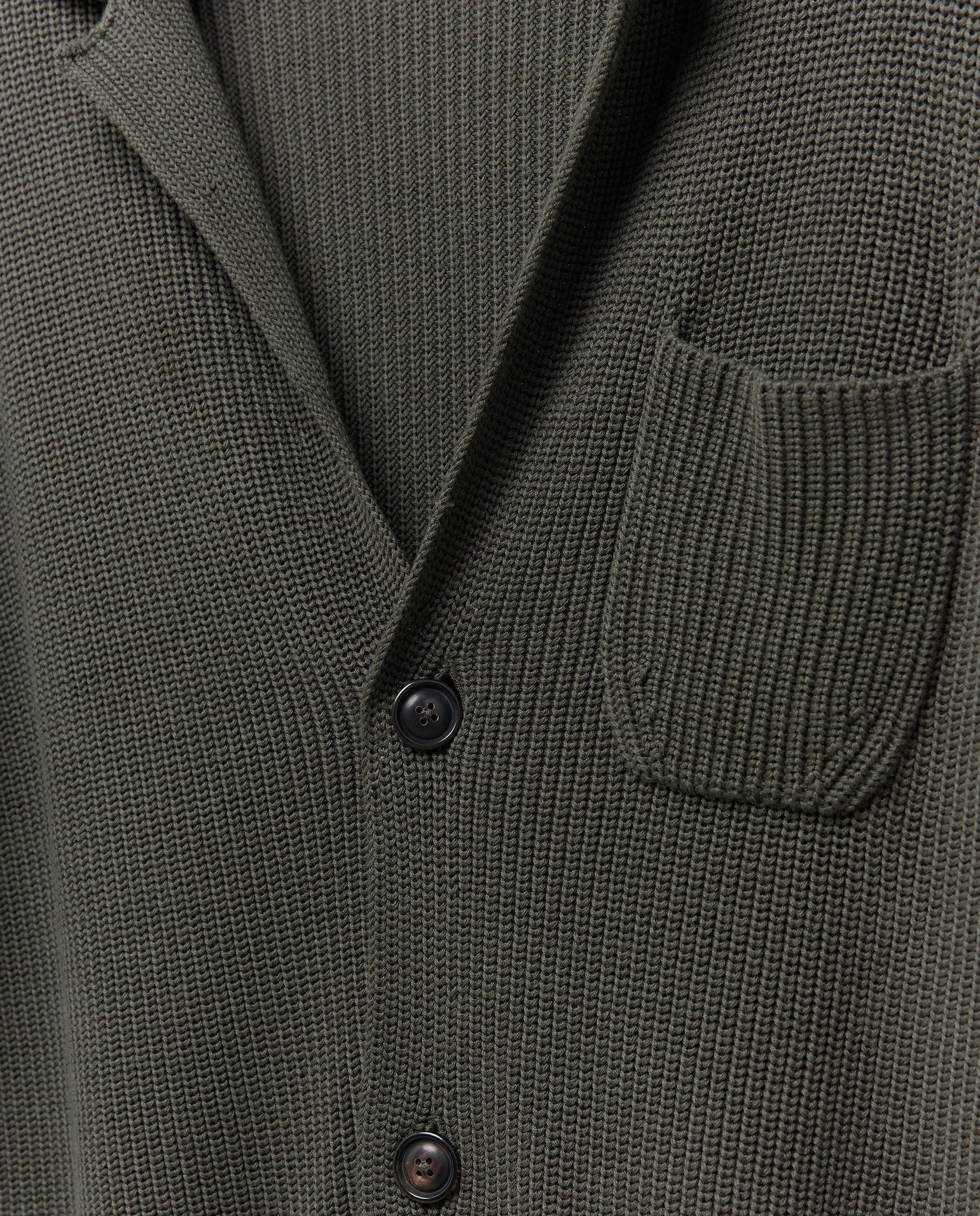 Cardigan de Malha Inglesa com Botões e Gola de Lapela Verde-escuro-6