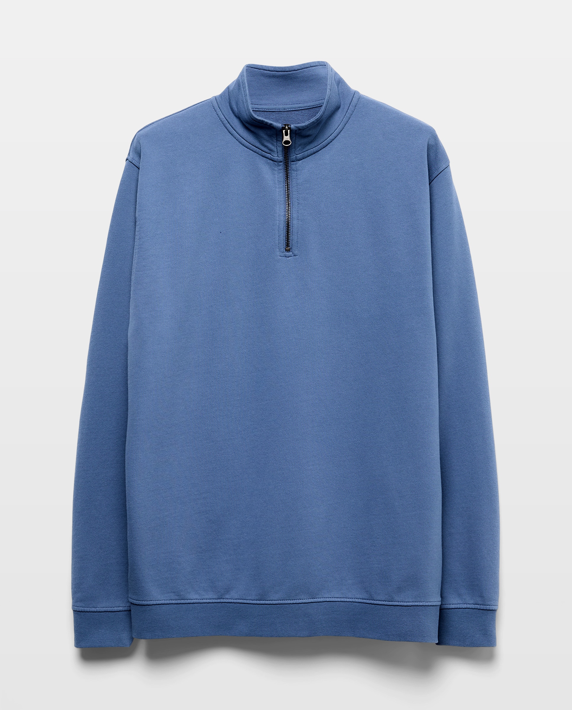 Sudadera de hombre lisa cuello perkins media cremallera 400 Azul-4