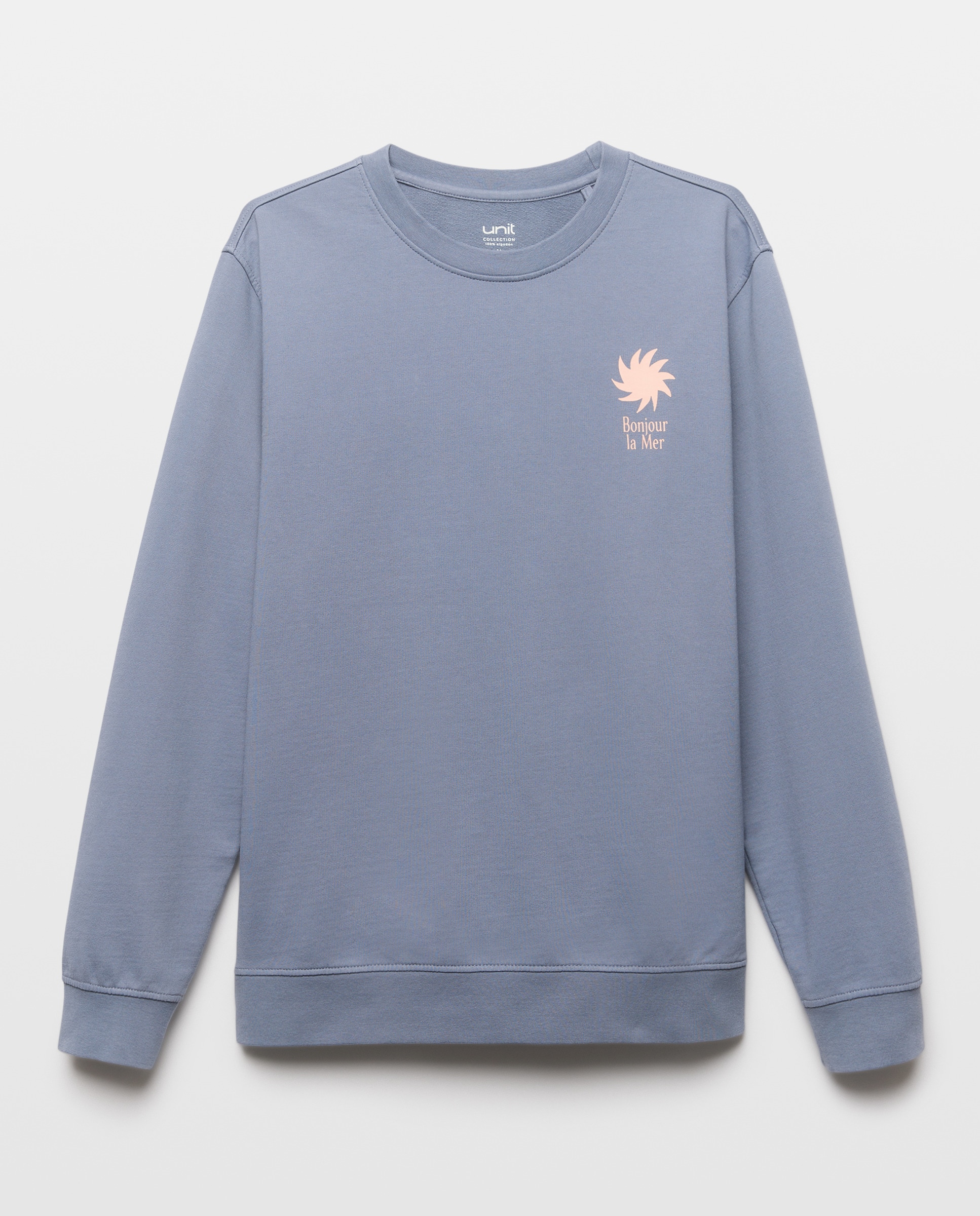 Sudadera de hombre cuello redondo GRAFICA Bonjour la Mer 400 Azul-4