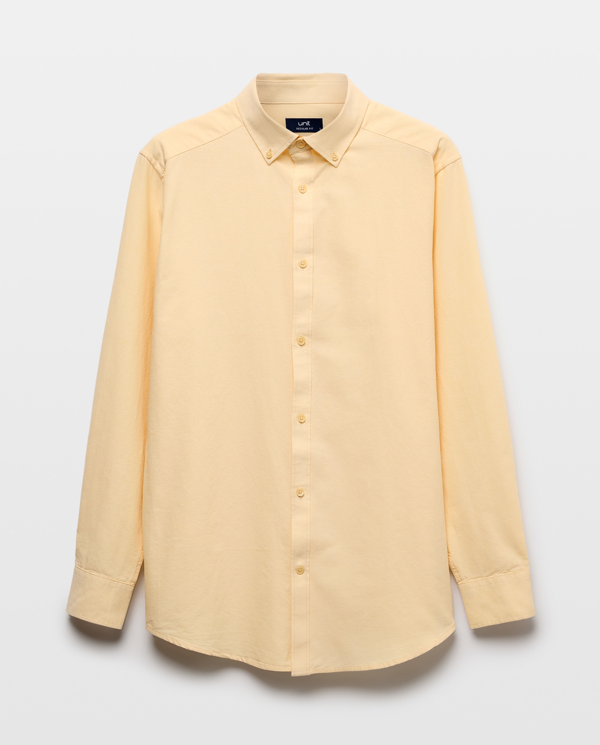 Camisa sport hombre oxford ligera lavada lisa 310 Amarillo claro-4
