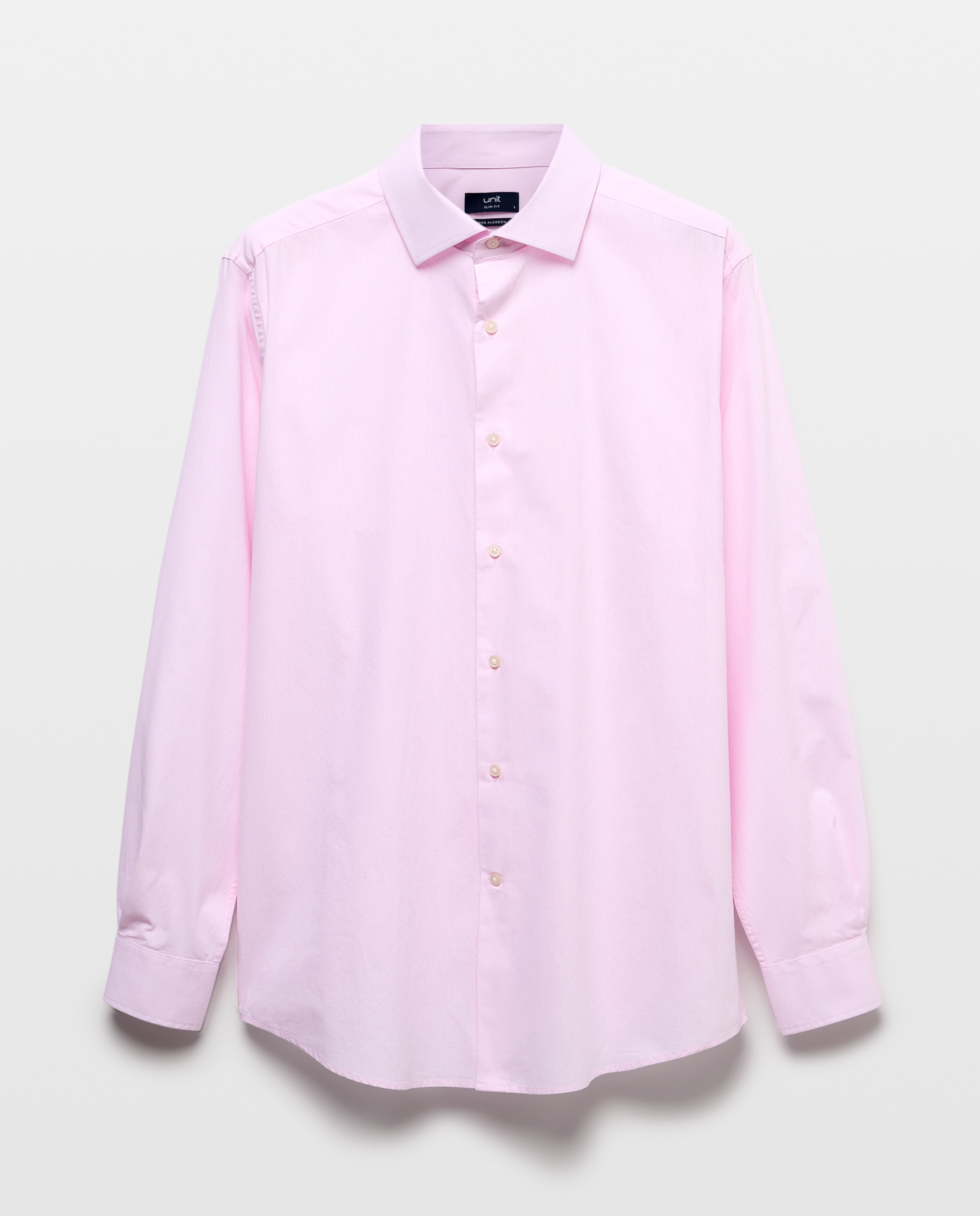 Camisa vestir hombre lisa slim fit Rosa claro-4