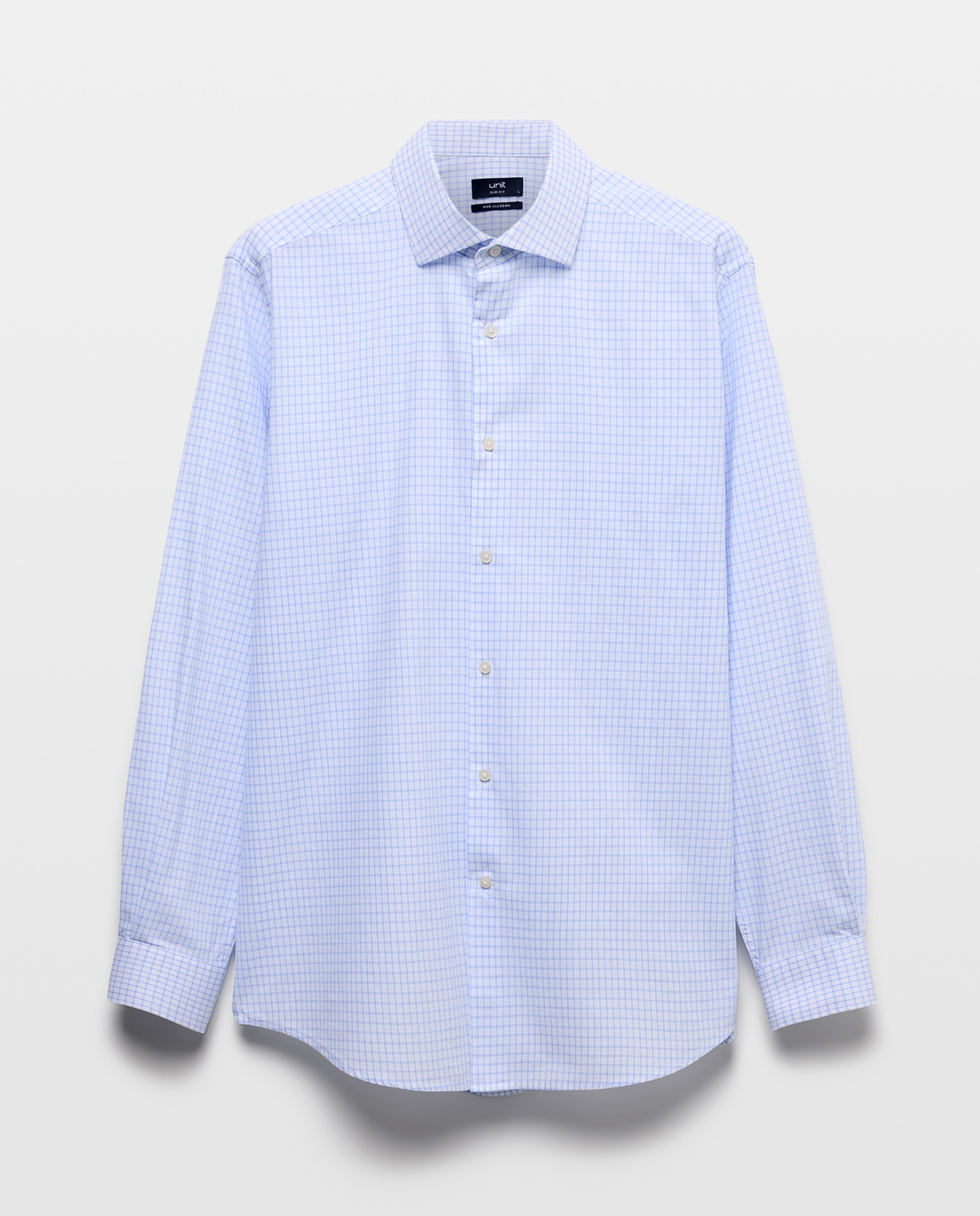 Camisa vestir hombre cuadros slim fit 410 Azul claro-4