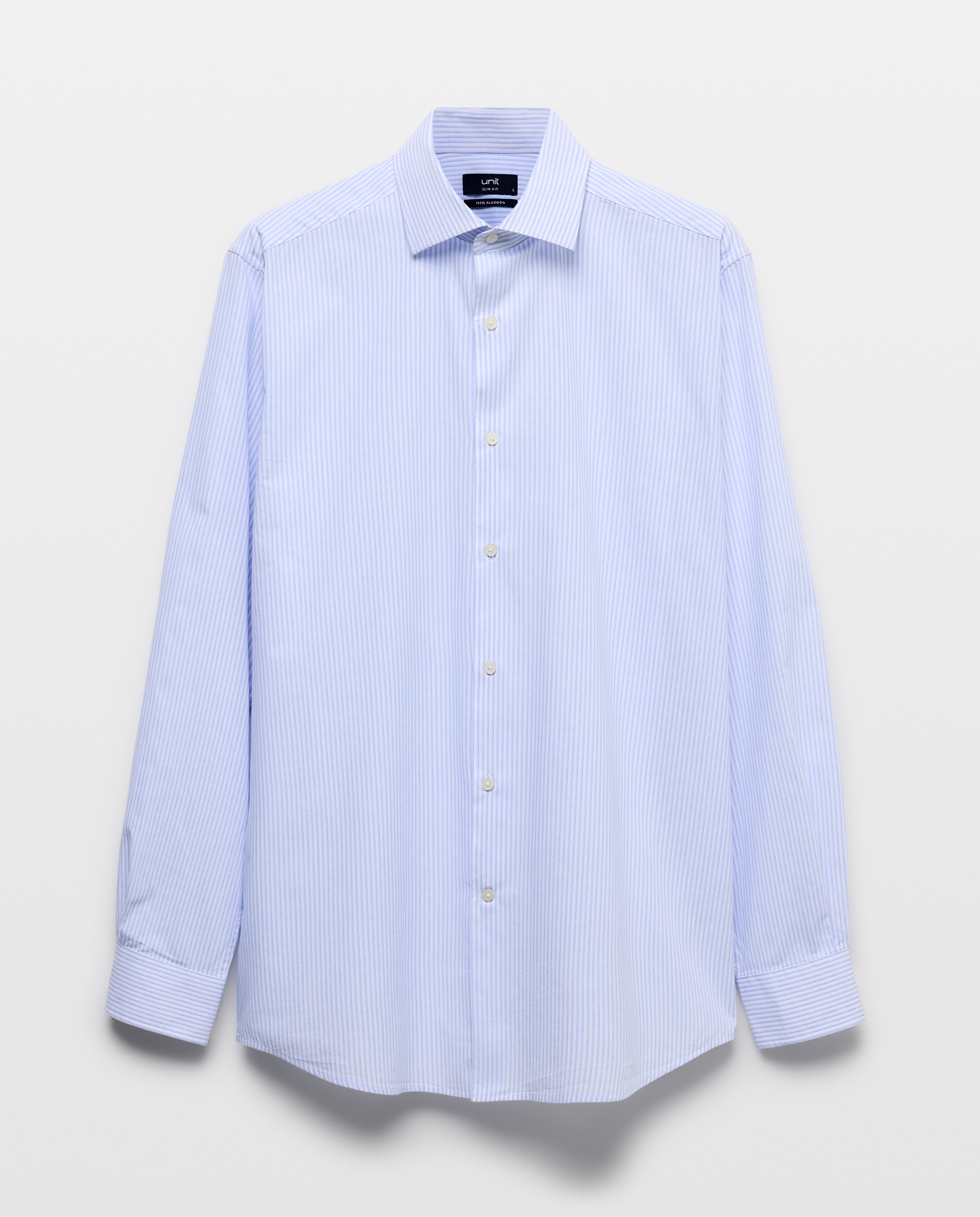 Camisa vestir hombre rayas slim fit 410 Azul claro-4