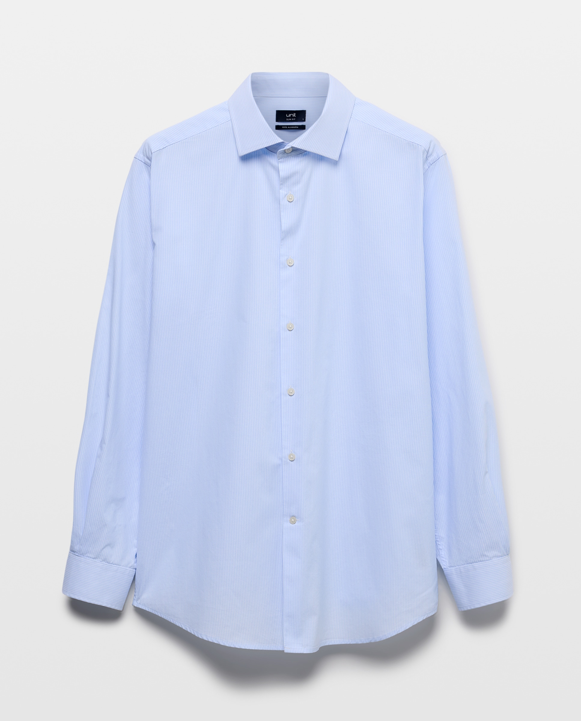 Camisa vestir hombre rayas slim fit 410 Azul claro-4