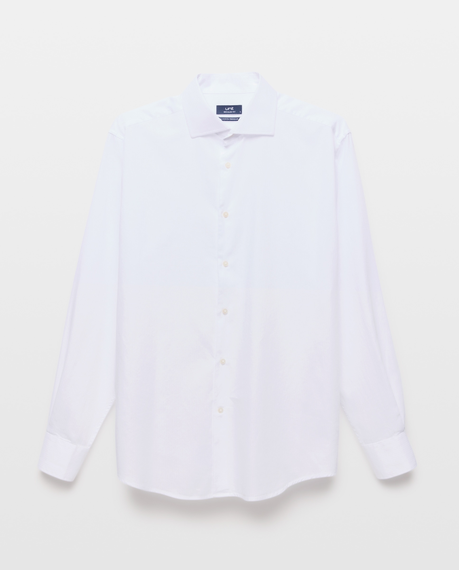 Camisa vestir hombre tejido con estructura puño gemelos regular fit Blanco-5