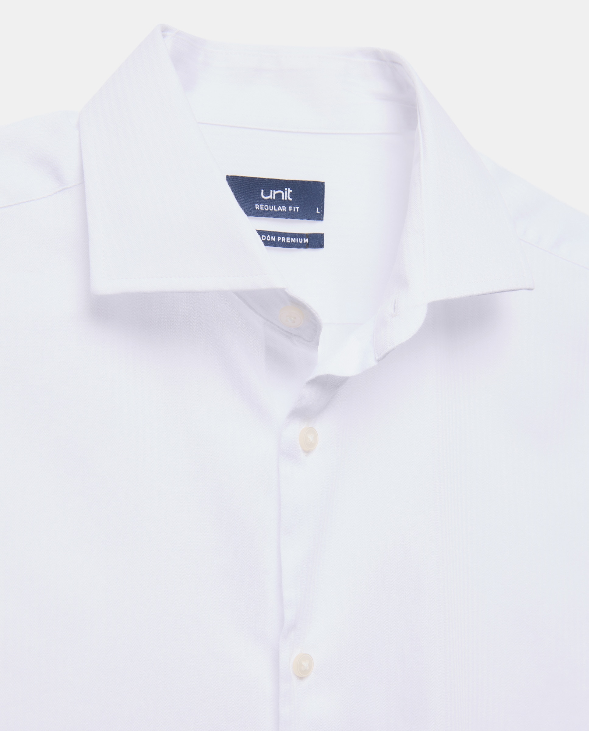 Camisa vestir hombre tejido con estructura puño gemelos regular fit Blanco-6