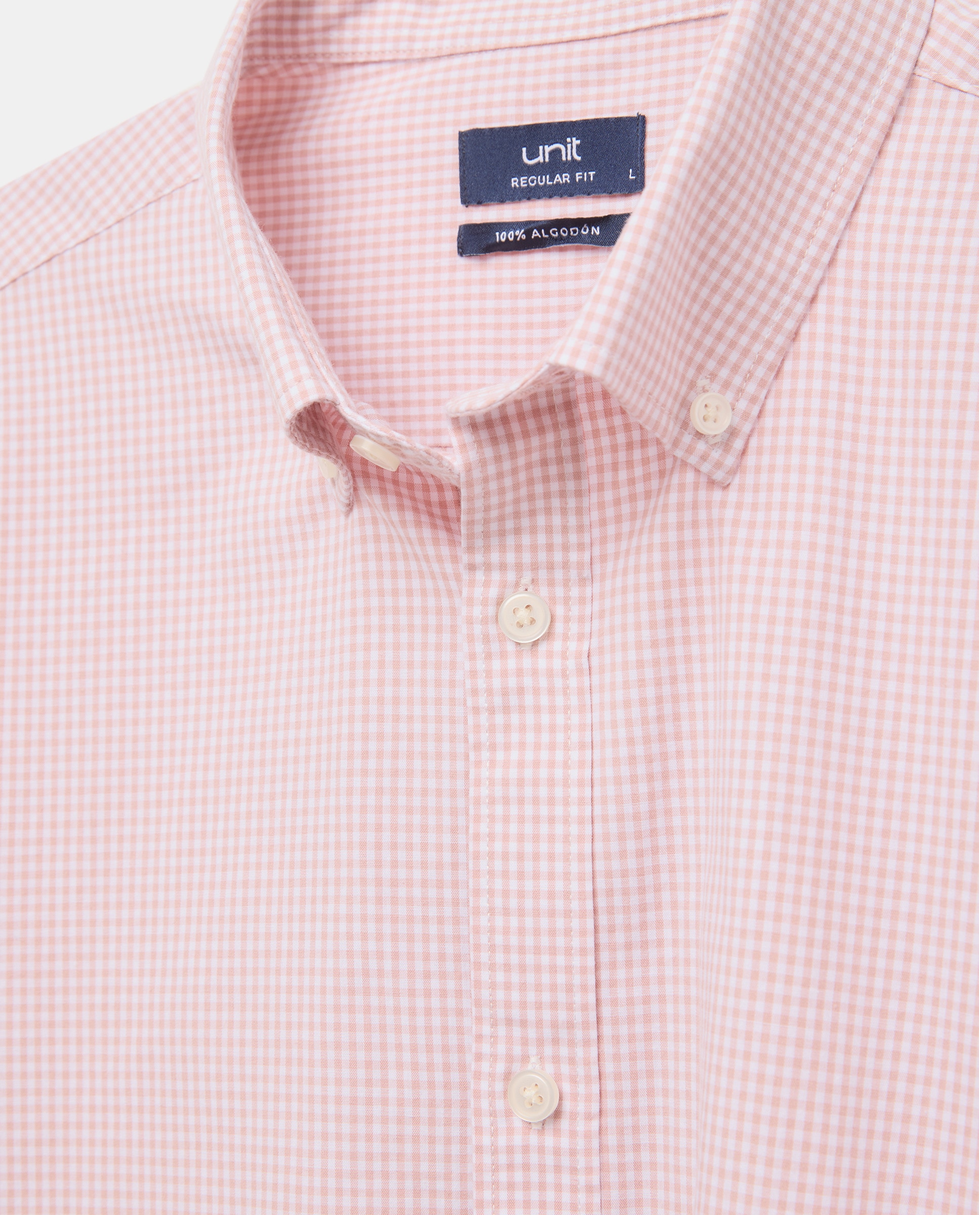 Camisa sport hombre popelin vichy 220 Rosa palo-5
