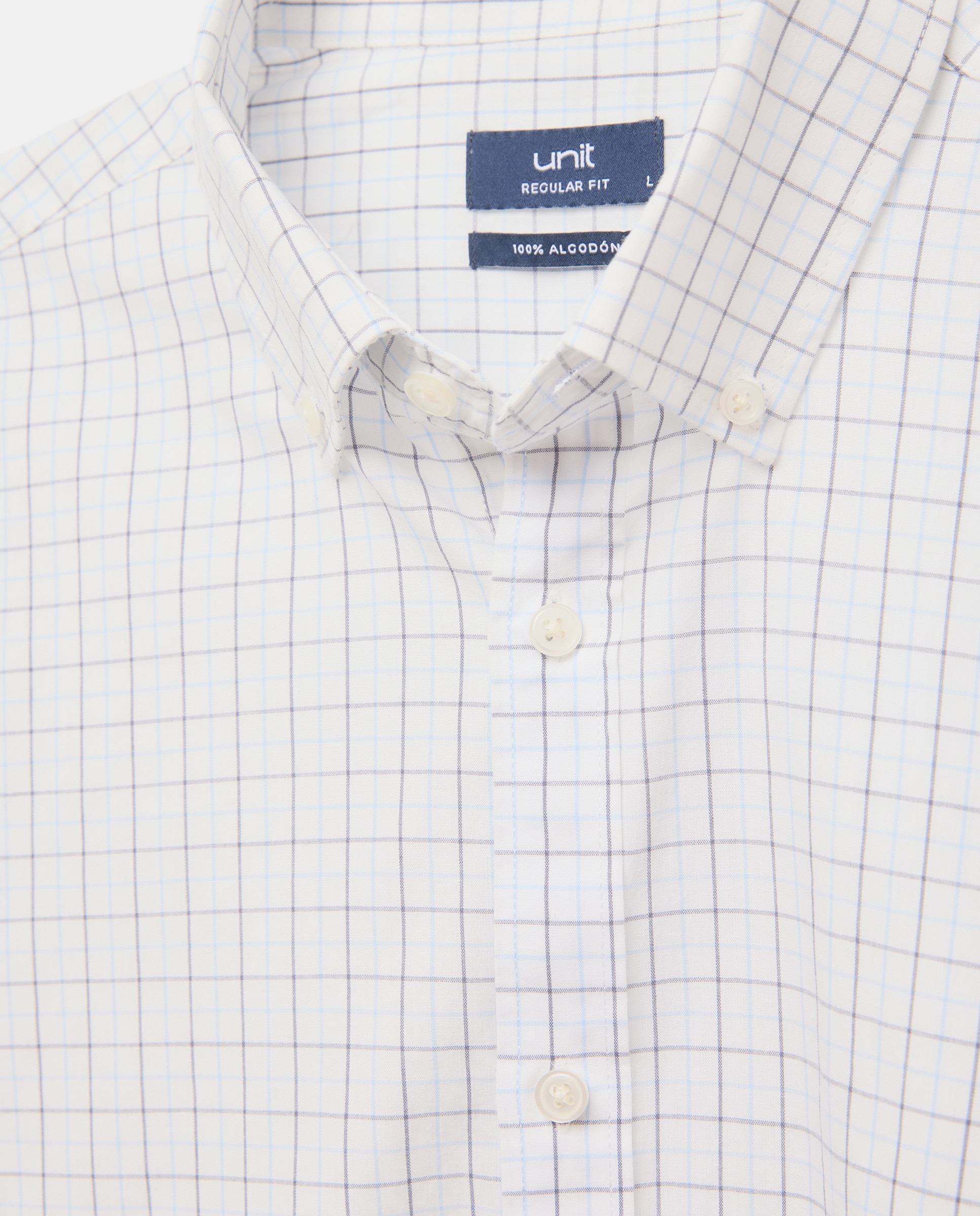 Camisa sport hombre popelin cuadros 440 Azulón-5
