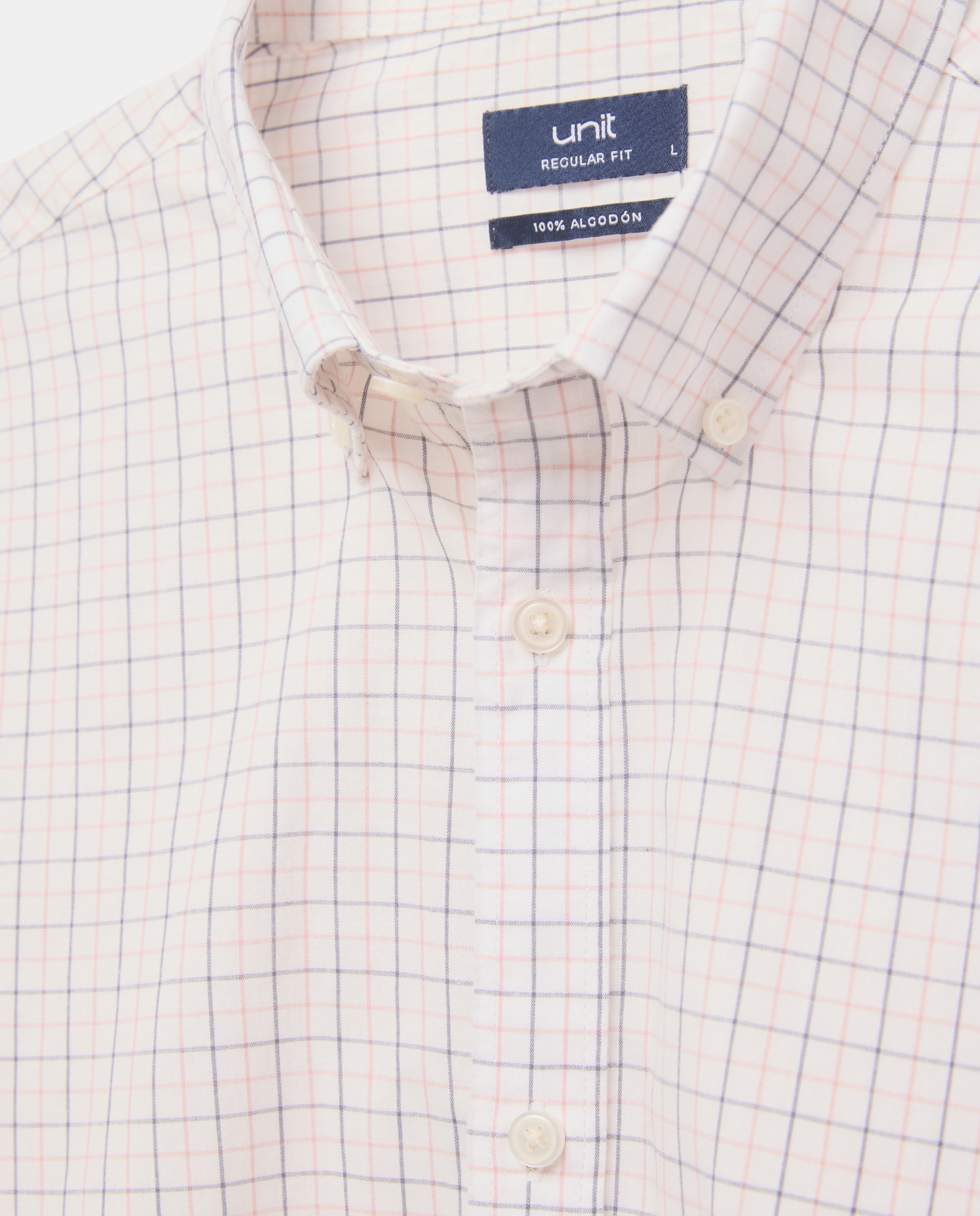 Camisa sport hombre popelin cuadros 220 Rosa palo-5