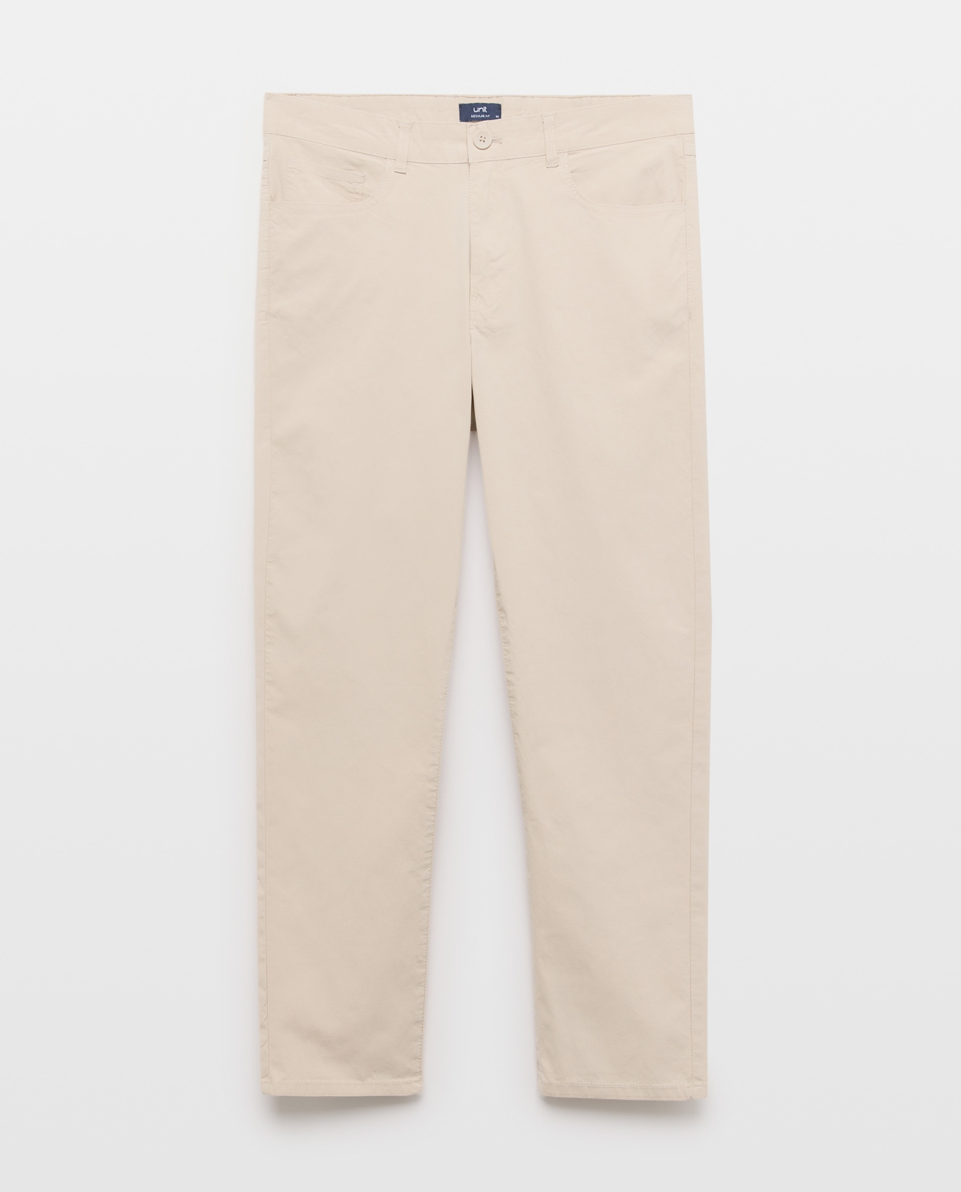 Pantalón hombre cinco bolsillos lavado regular fit Visón claro-4