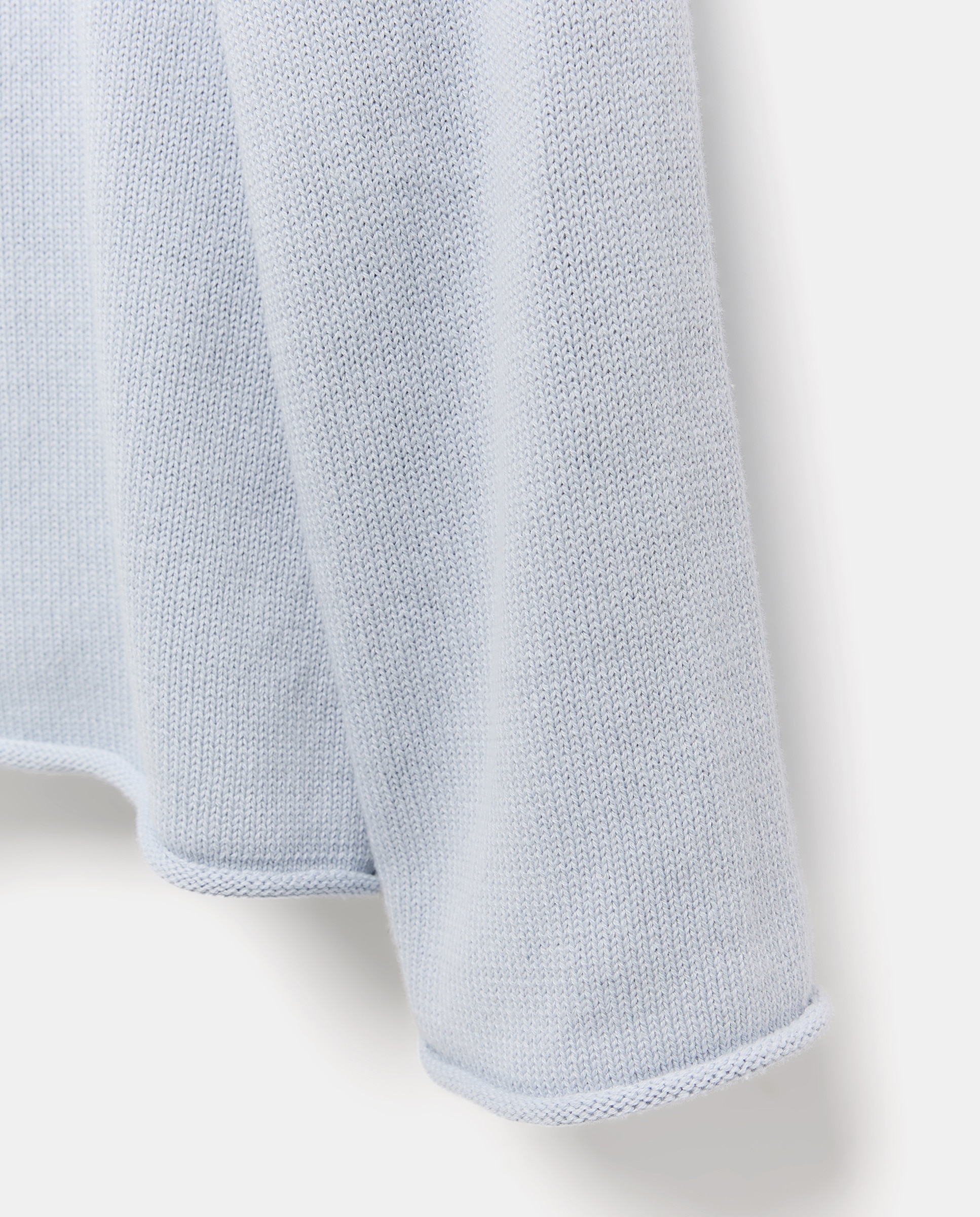 Camisola de Malha Básica de Algodão 410 Azul Claro-5