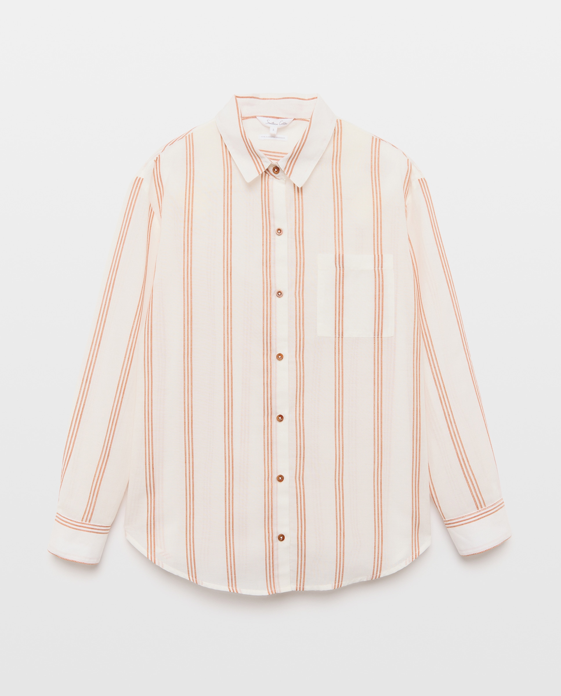 Blusa Camiseiro às Riscas com Brilho Branco-5