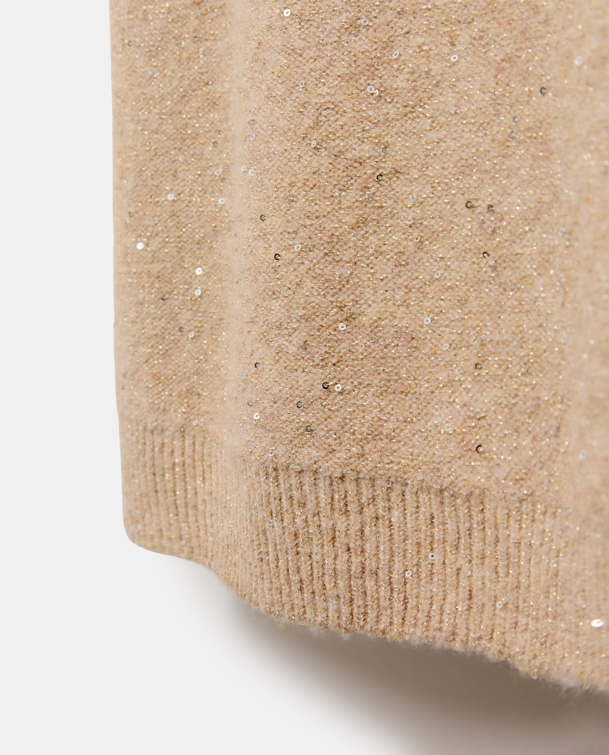 Saia de Malha com Lantejoulas Bege-2