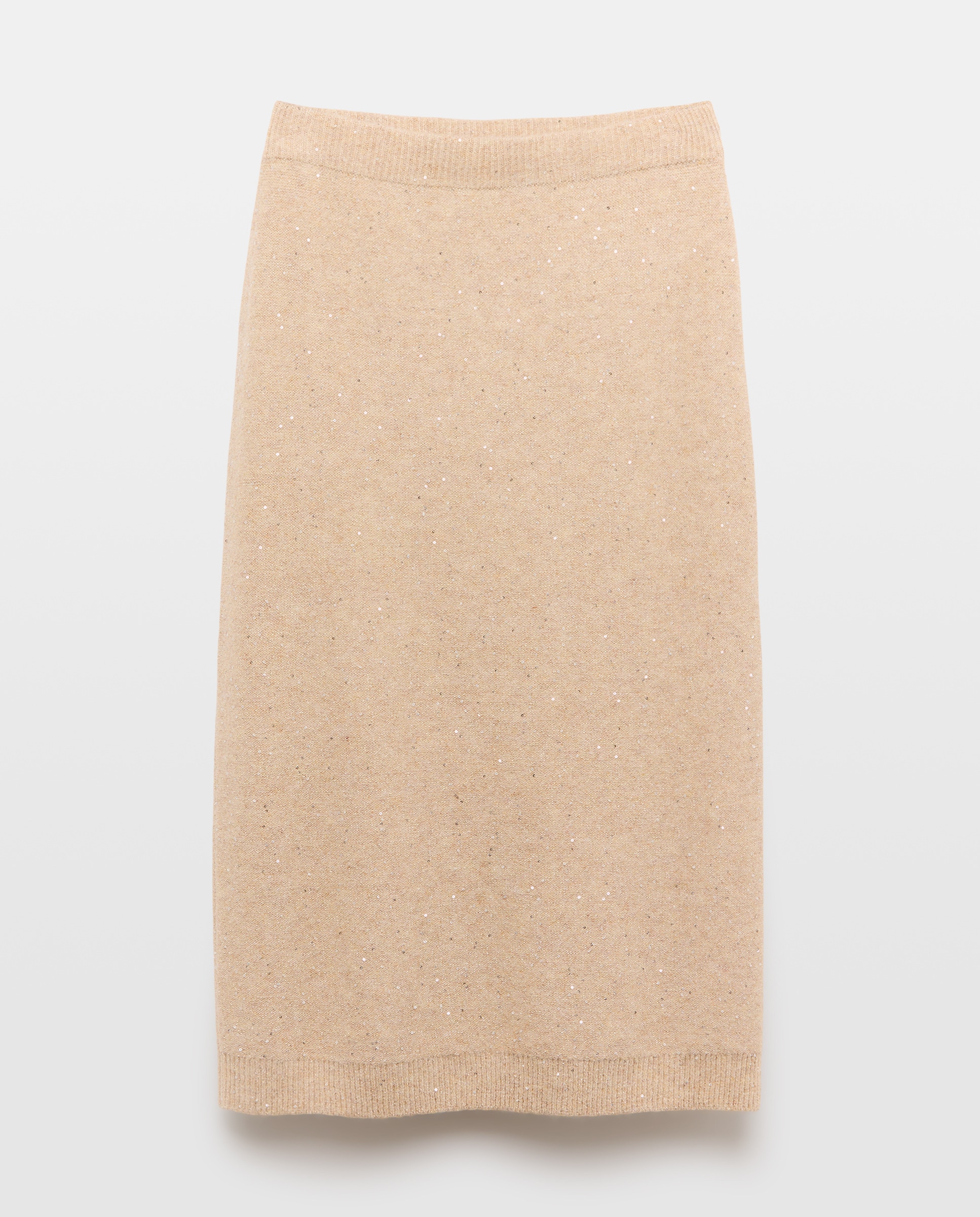 Saia de Malha com Lantejoulas Bege-1