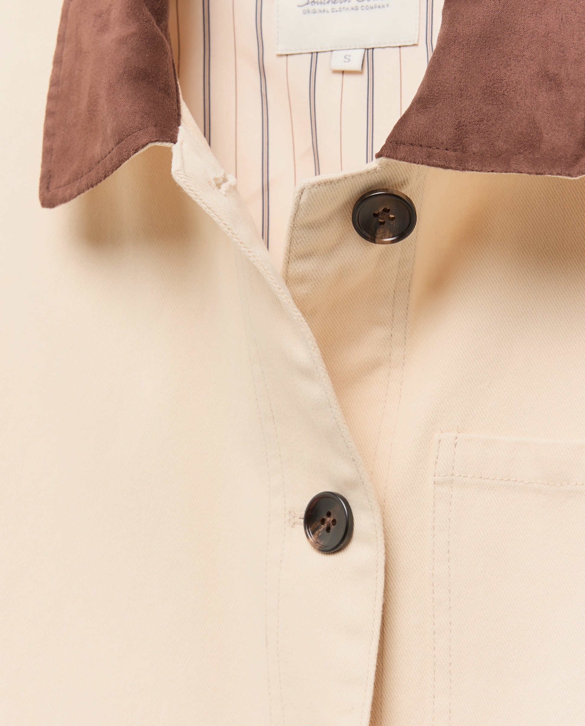 Parka de Sarja com Gola em Contraste 120 Cru-6