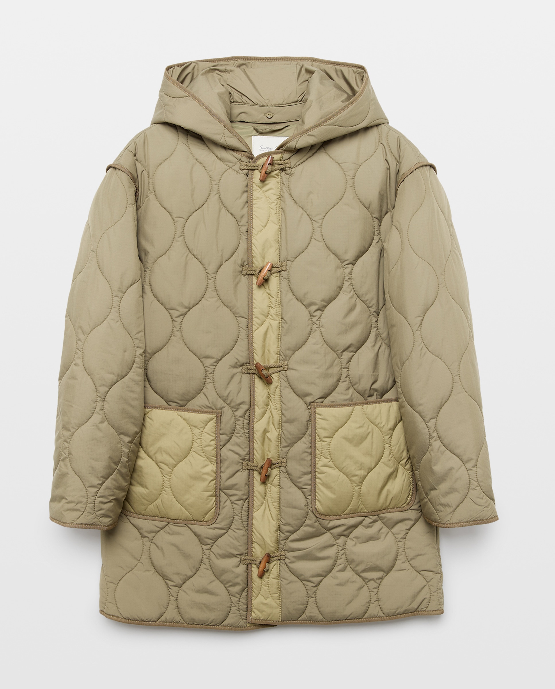 Sobretudo Acolchoado com Fecho de Alamares Verde-flúor-4