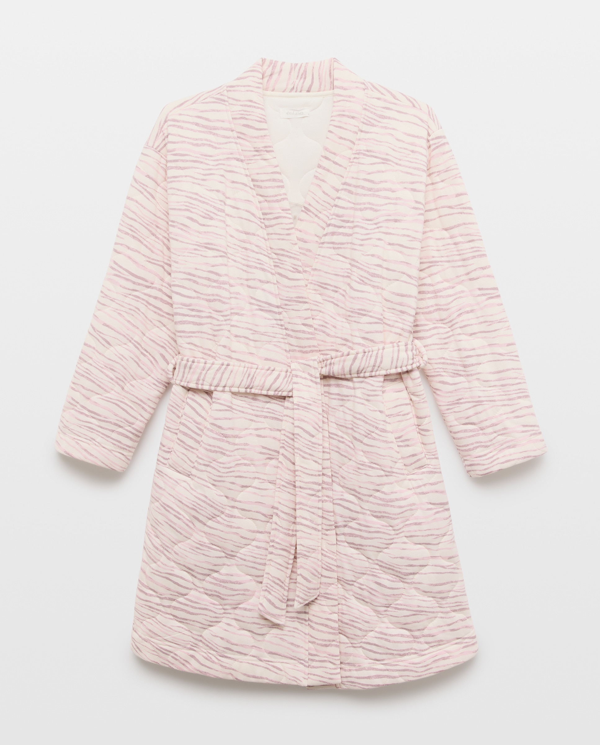 Robe Acolchoado com Animal Print de Zebra Branco-1