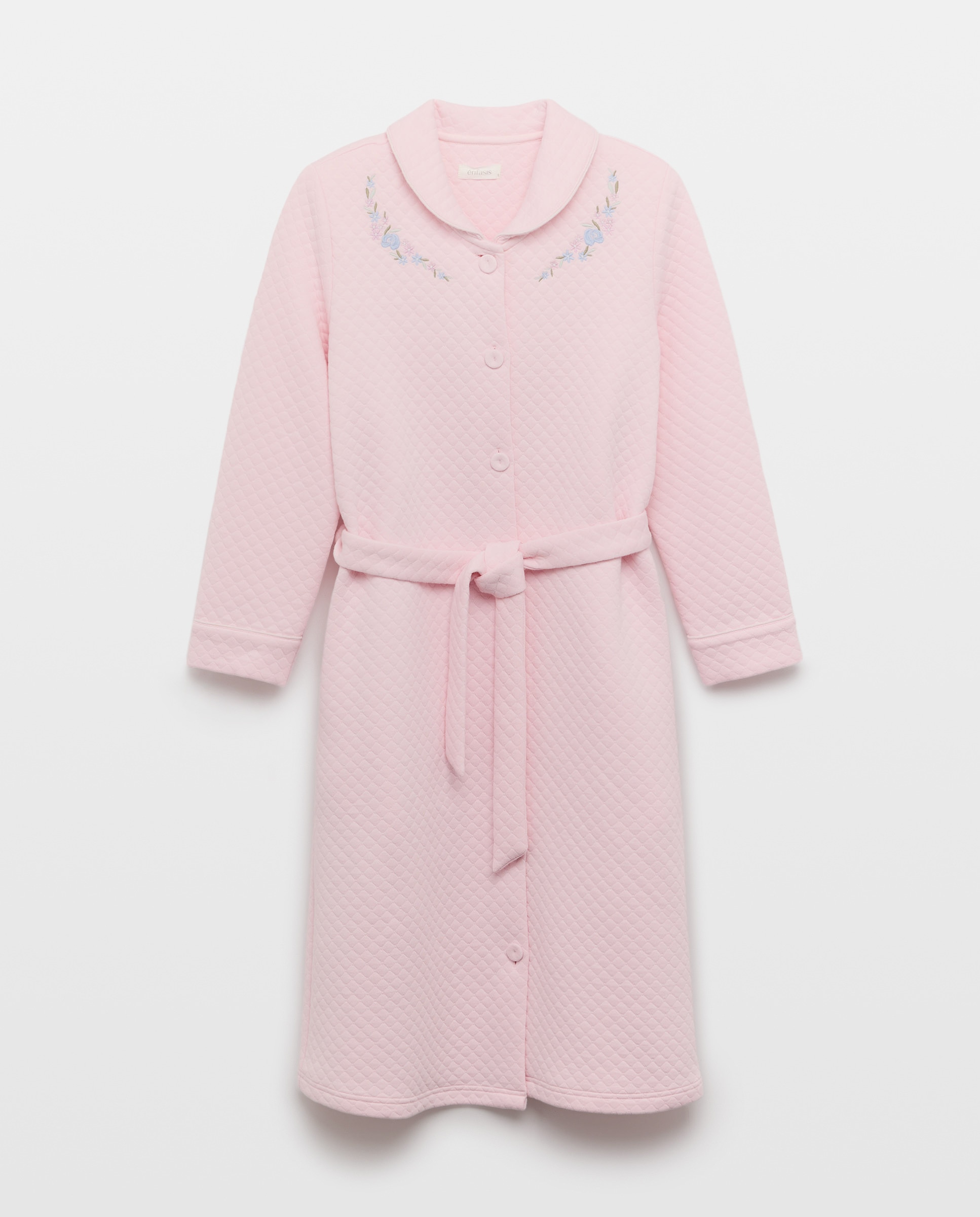 Robe com Detalhes Florais Rosa-claro-1